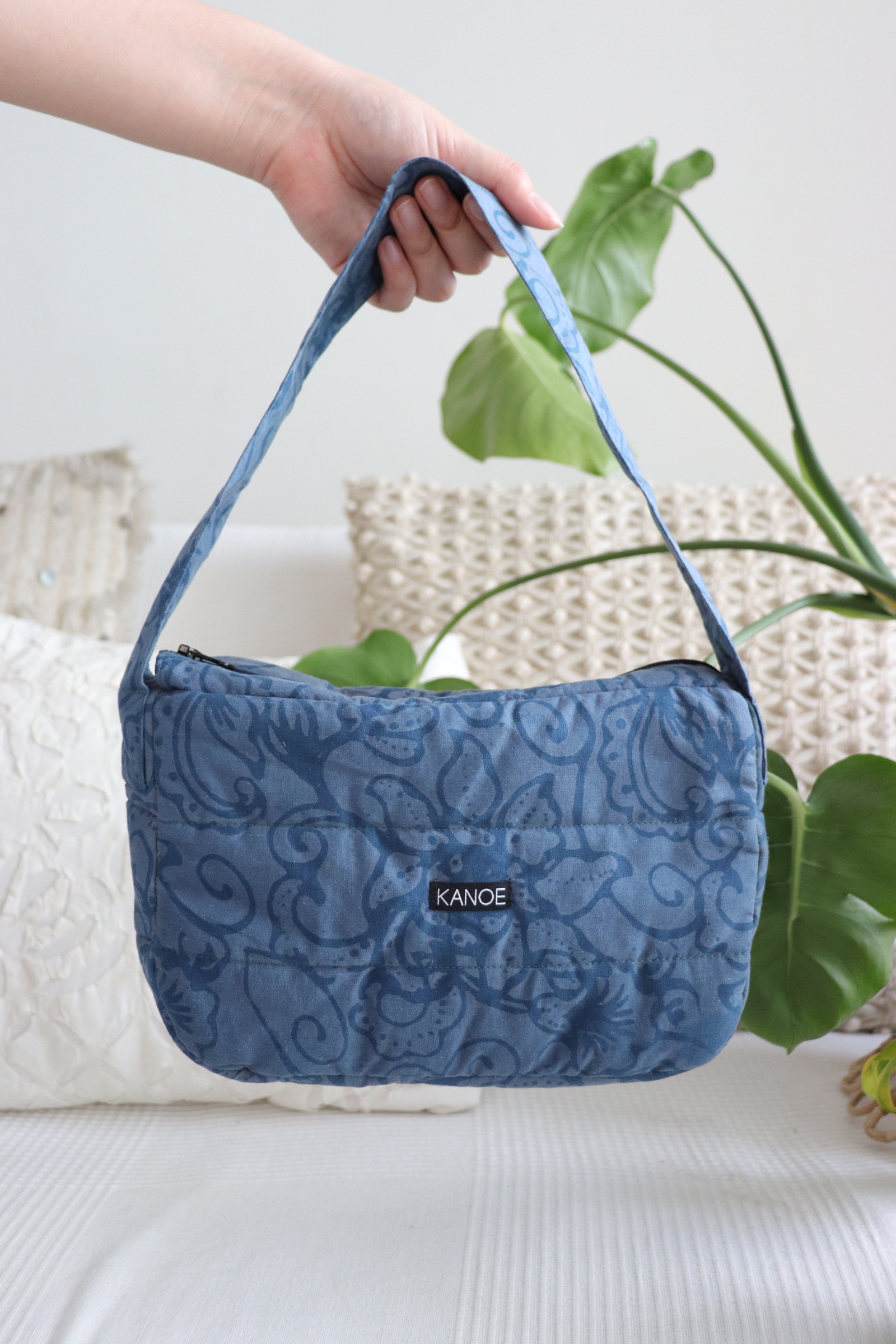 Puffy Batik Bag -  Blueberry [ Handmade ]