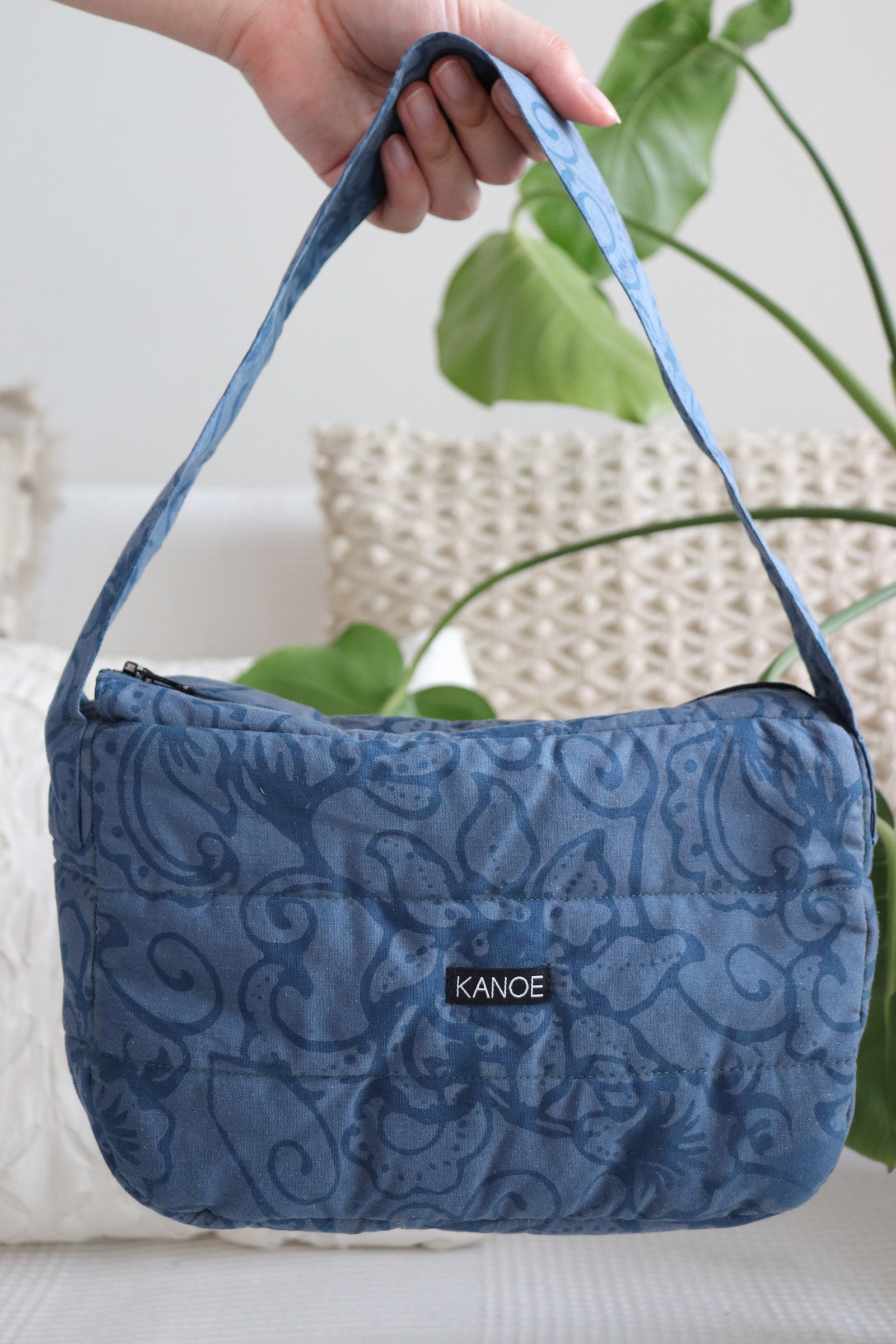 Puffy Batik Bag -  Blueberry [ Handmade ]