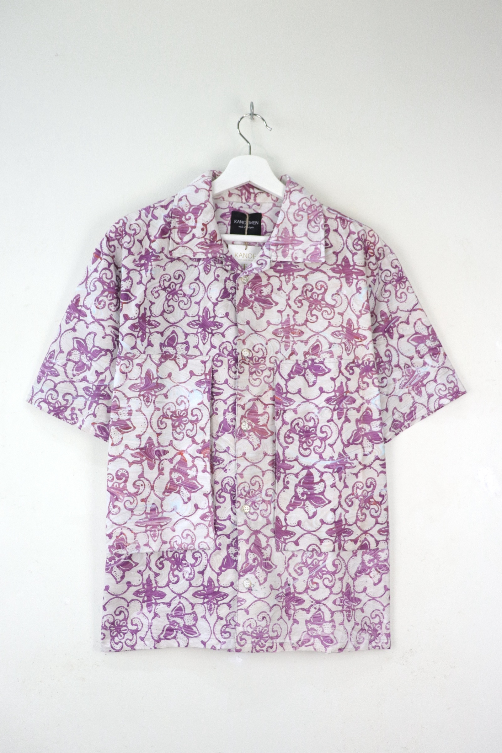 Men's Oversized Pockets Shirt - Grape Bingsu [ Handmade Batik ] [ S ]