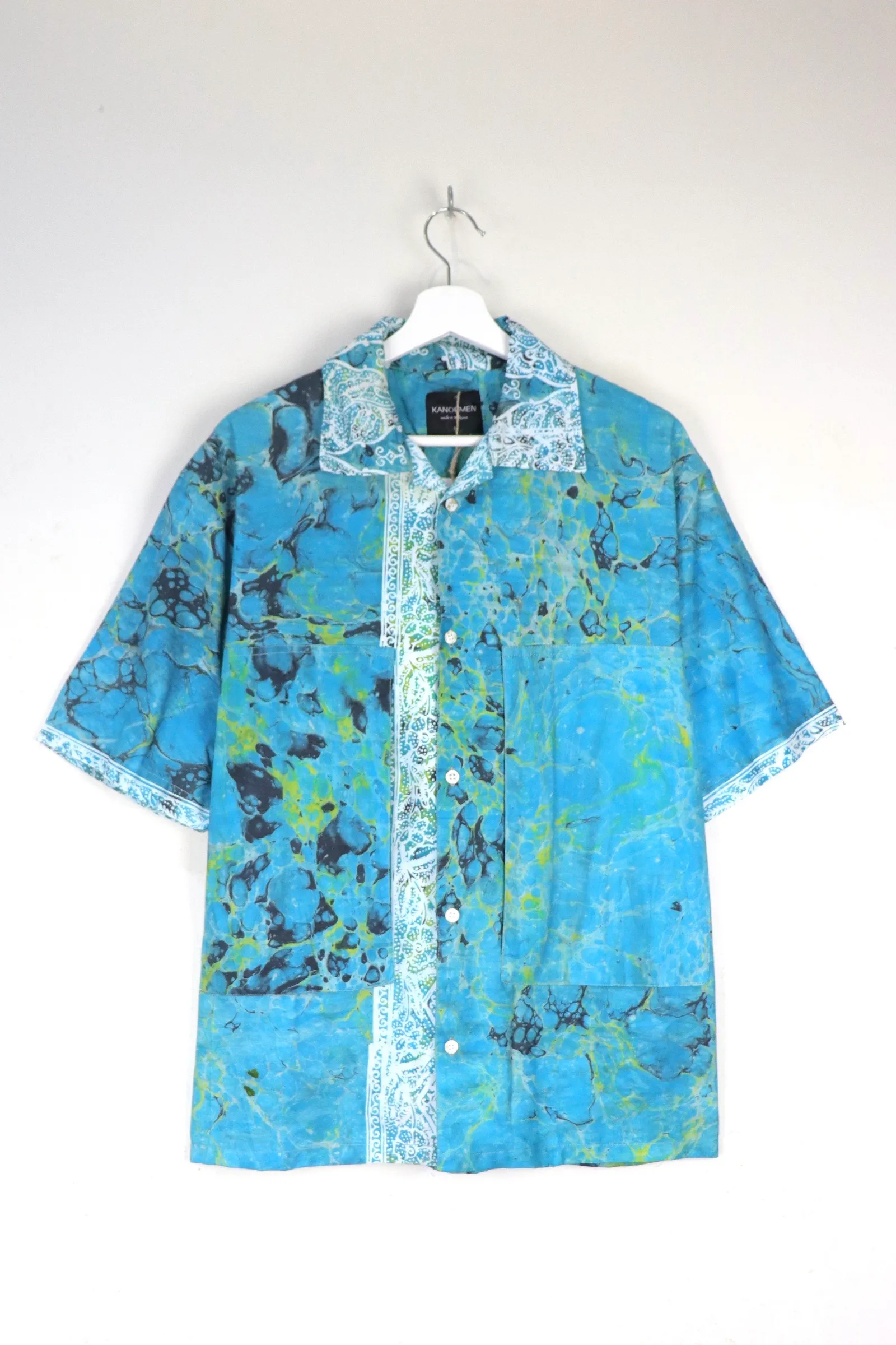 Men's Oversized Pockets Shirt - Uncle Blue [ Handmade Batik ] [ S ]