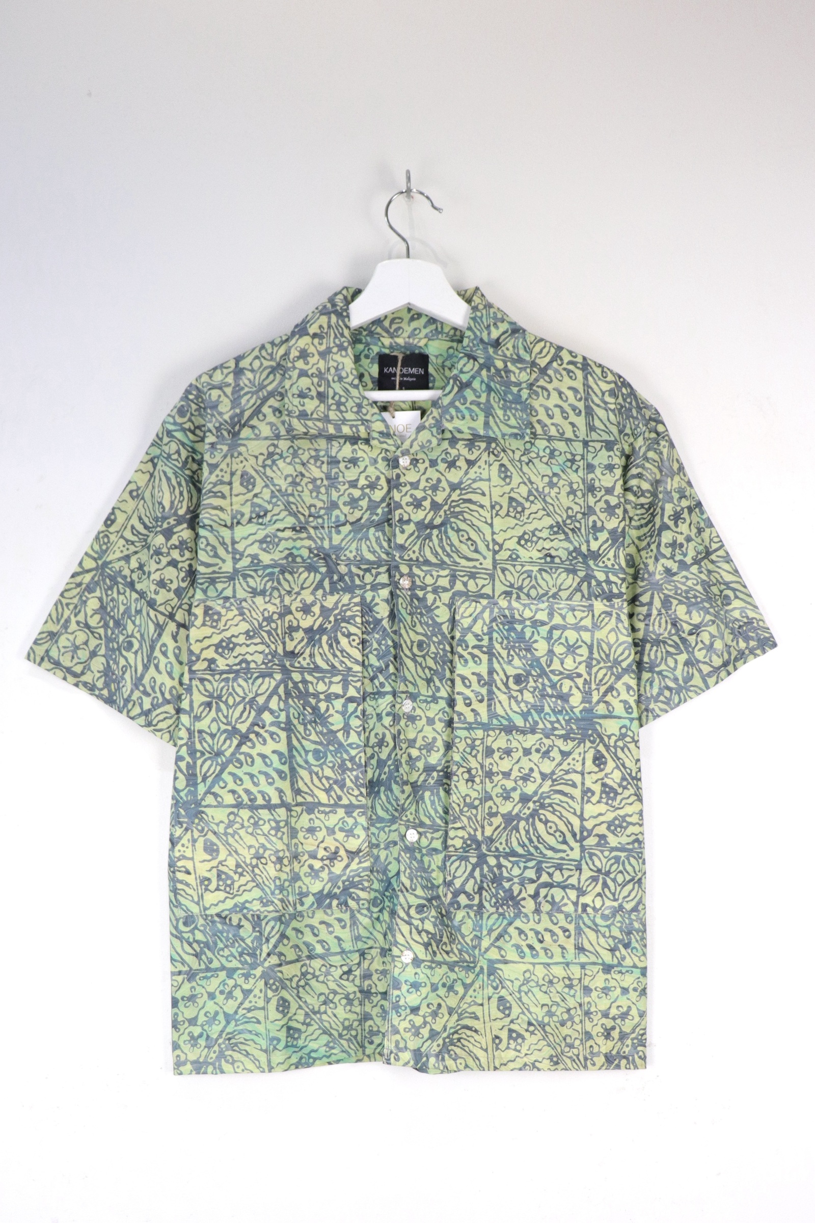 Men's Oversized Pockets Shirt - Mountain Dew [ Handmade Batik ]