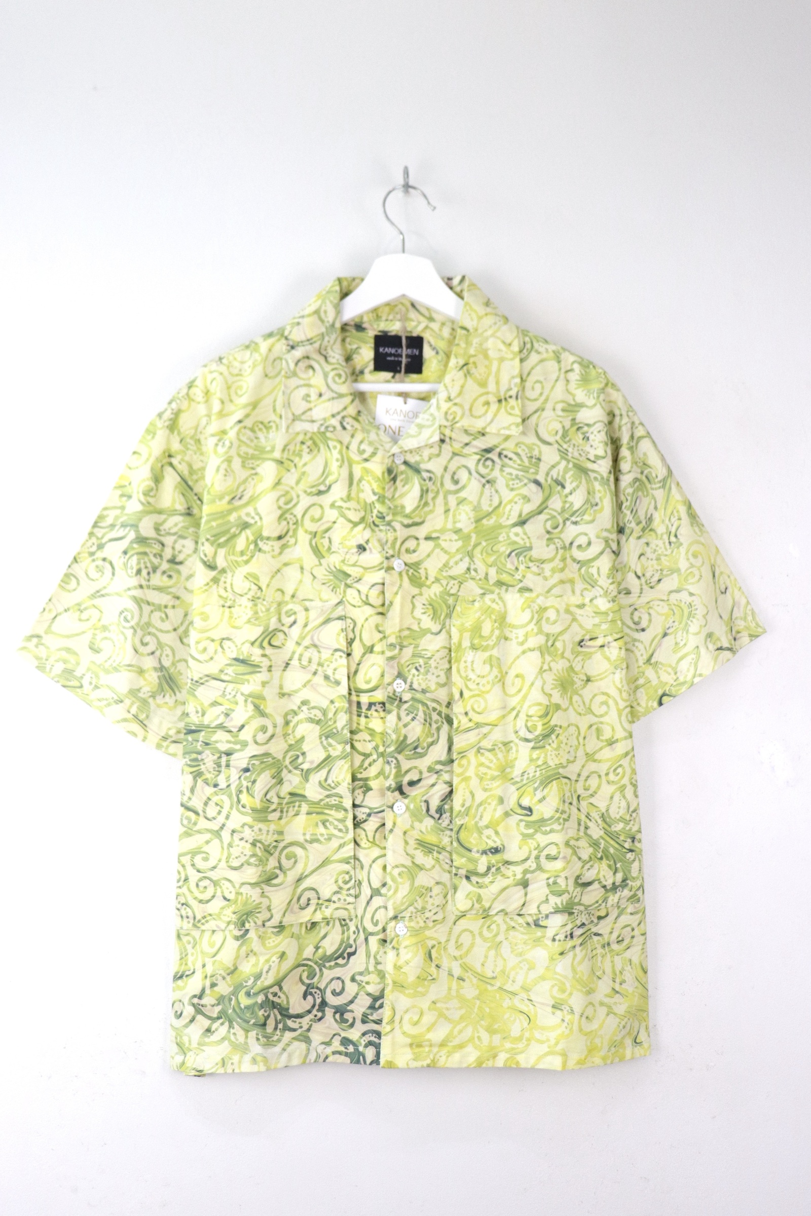 Men's Oversized Pockets Shirt - Ice Lemon [ Handmade Batik ] [ L ]
