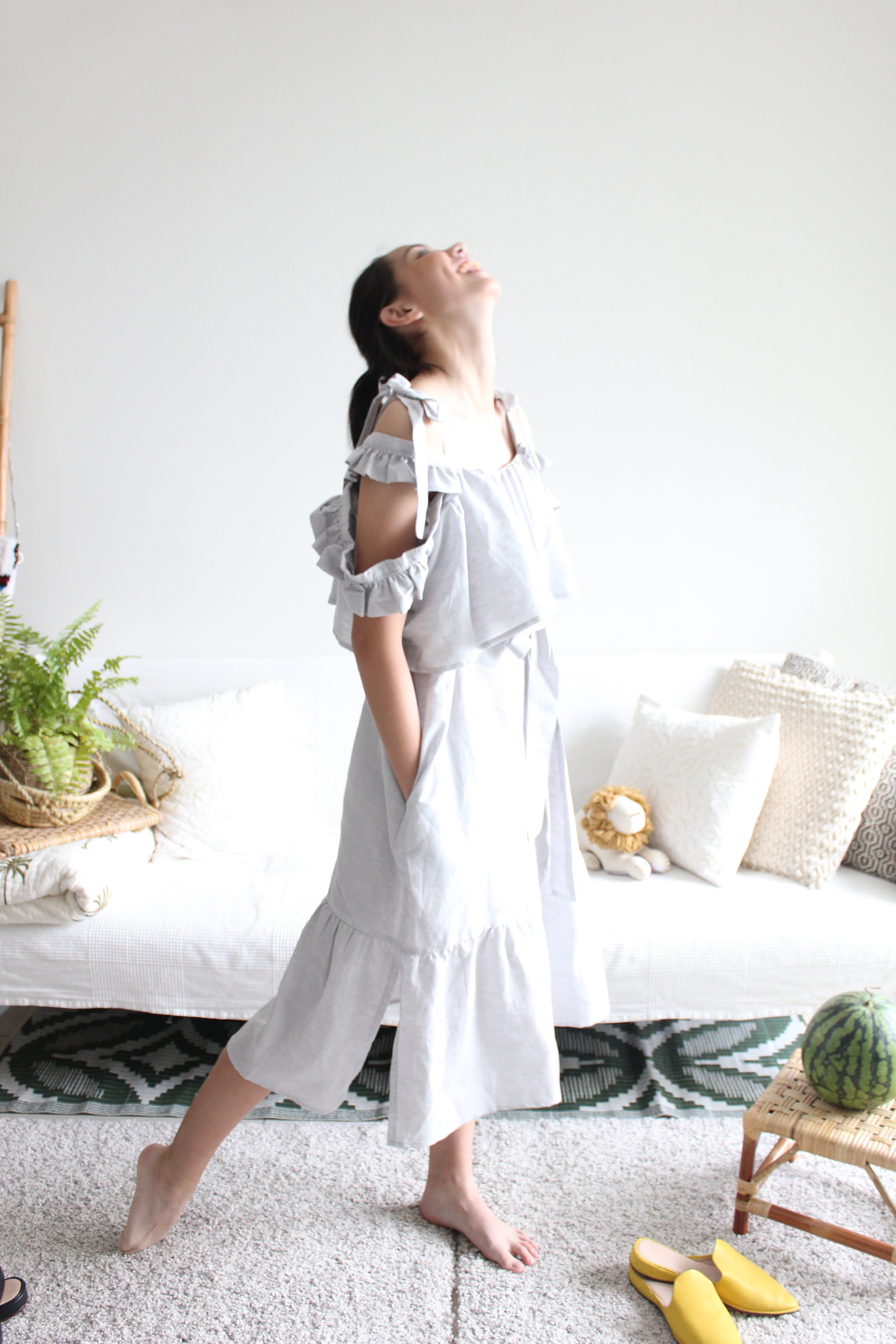 Linen Dress - Light gray