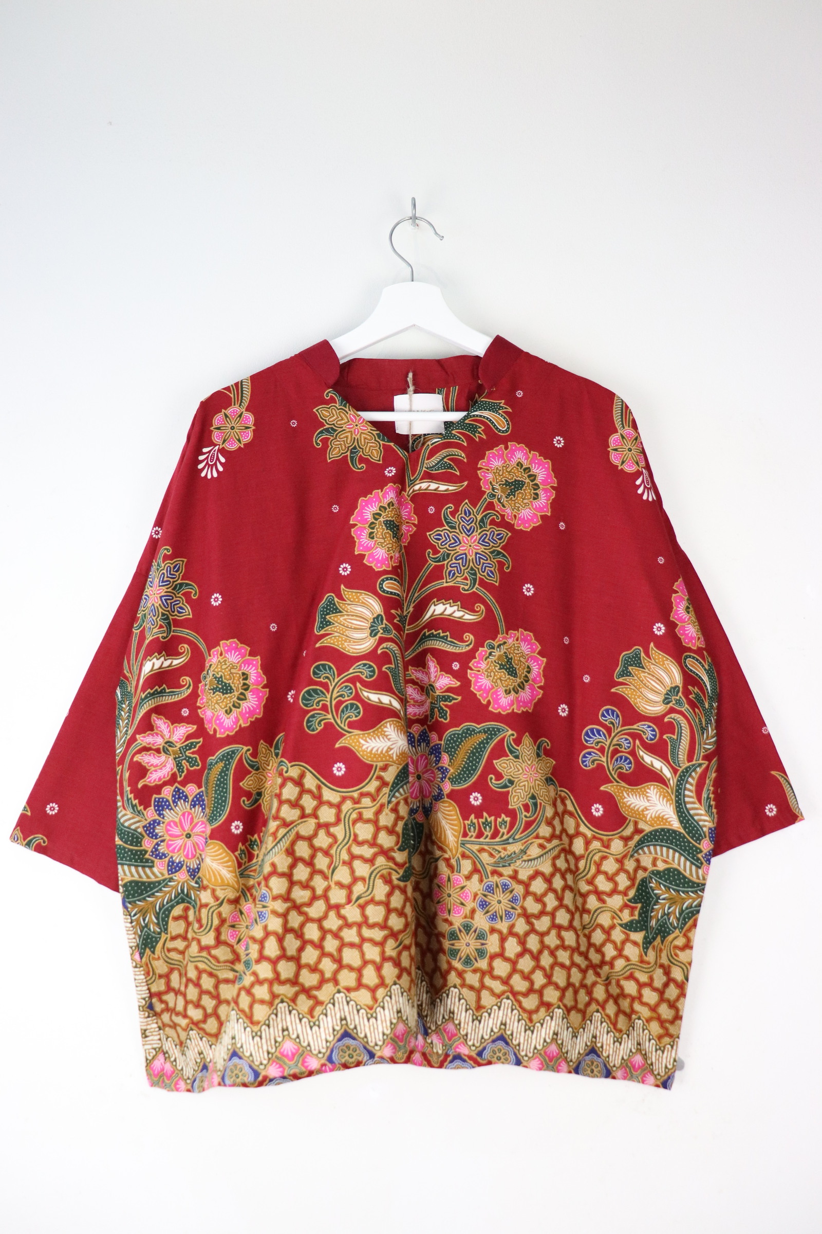 BIG GIRL Batik Top w/ Mandarin Collar - Rasp