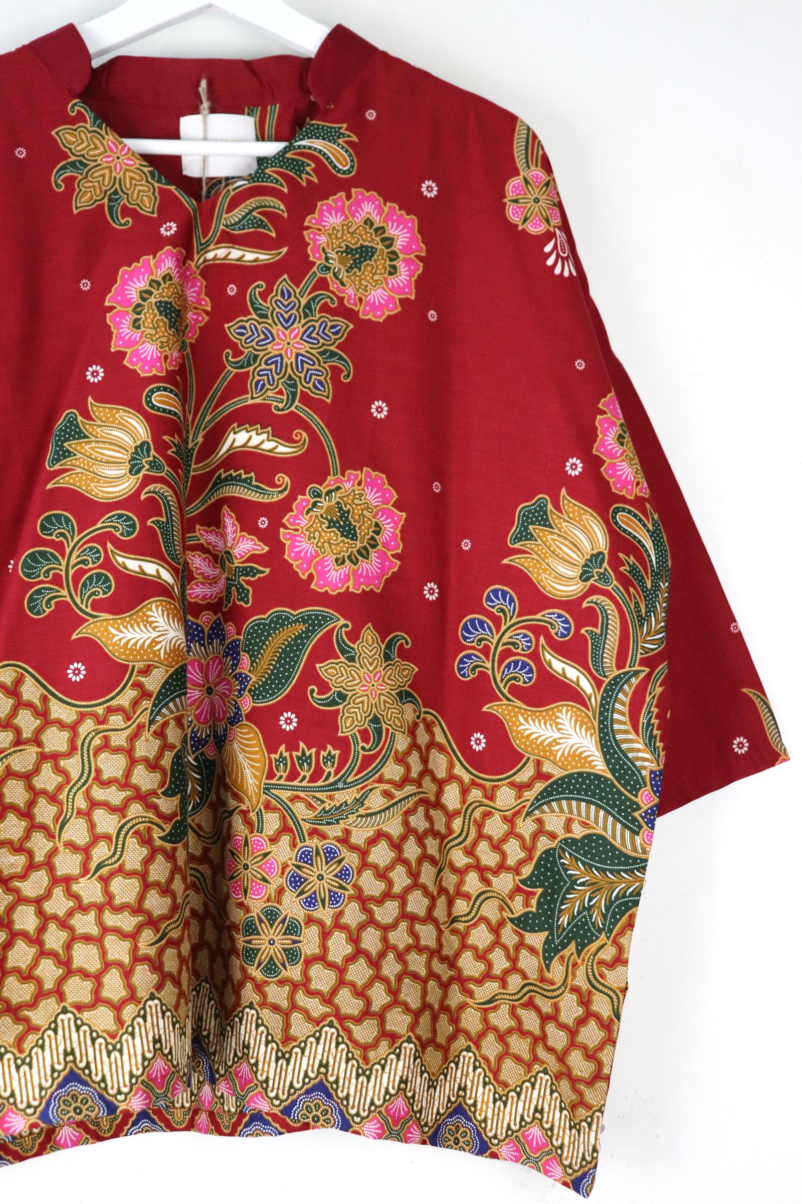 BIG GIRL Batik Top w/ Mandarin Collar - Rasp