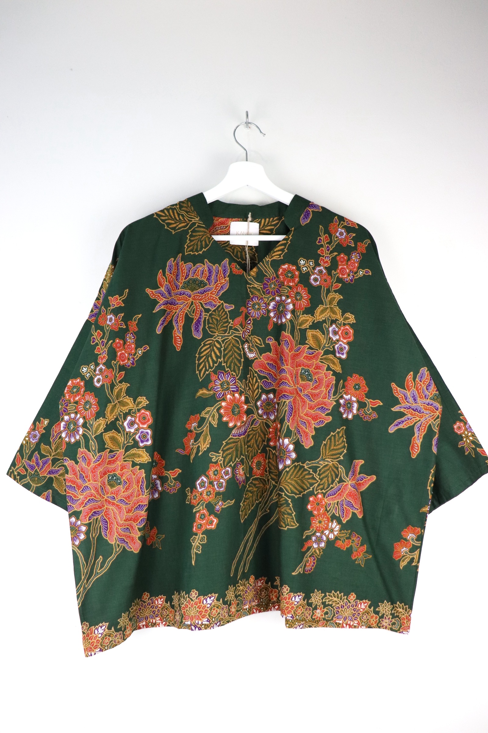 BIG GIRL Batik Top w/ Mandarin Collar - Guava