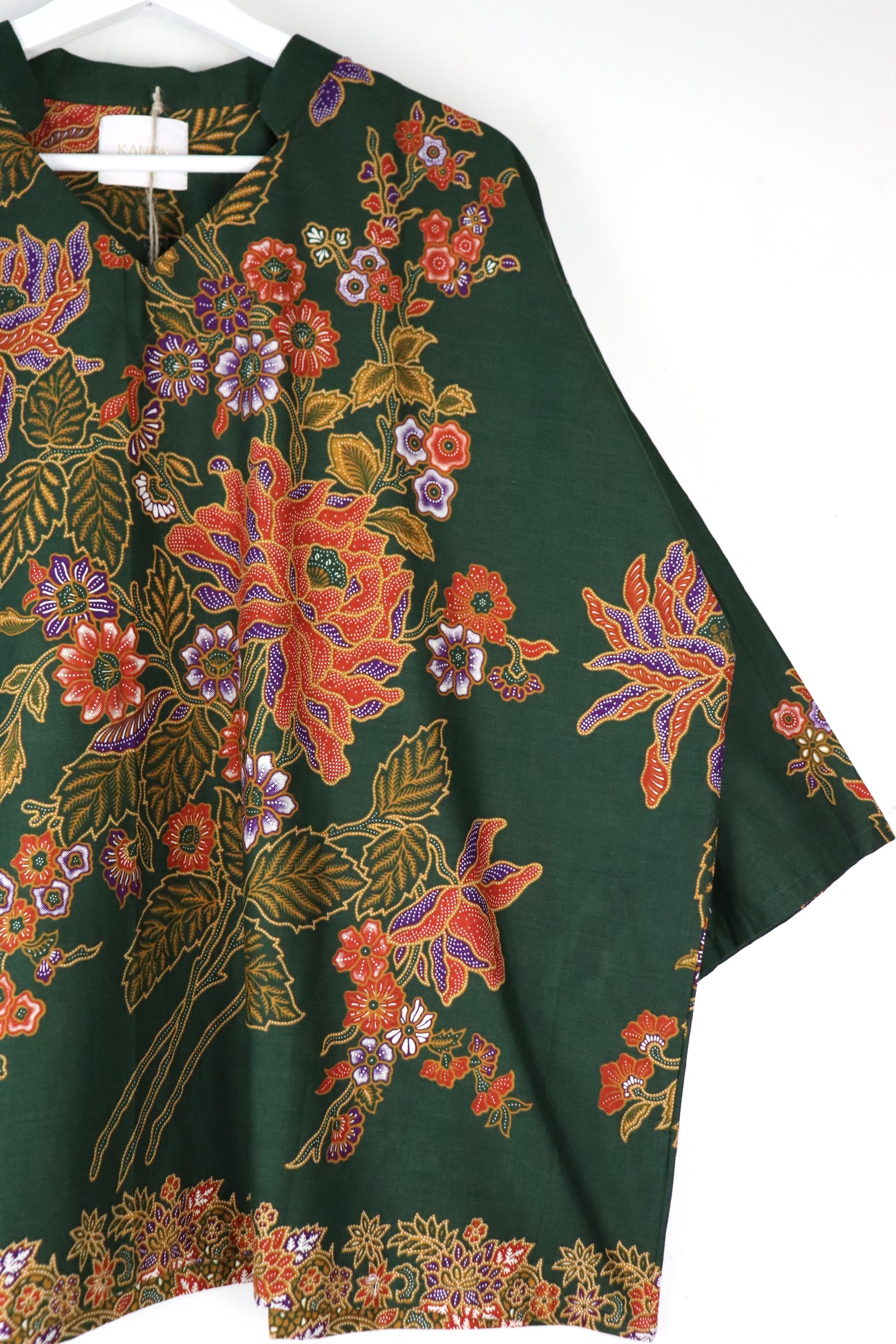 BIG GIRL Batik Top w/ Mandarin Collar - Guava
