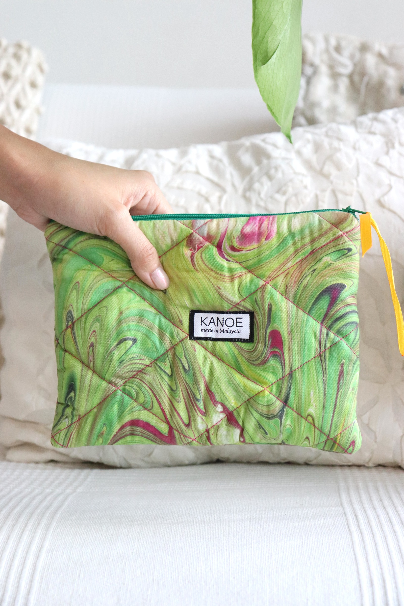 Quilted Batik Pouch - Flora [ Handmade ]