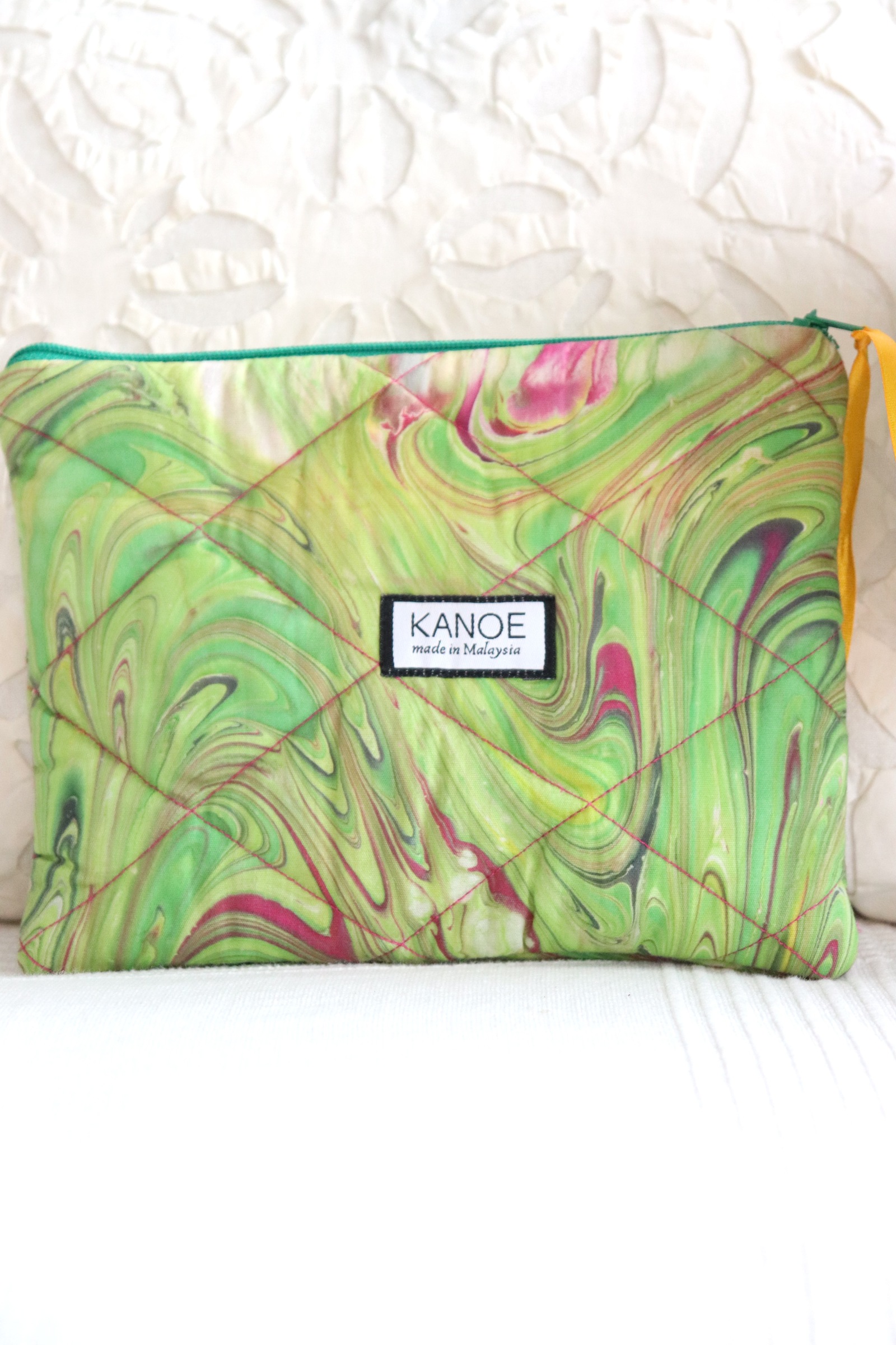 Quilted Batik Pouch - Flora [ Handmade ]