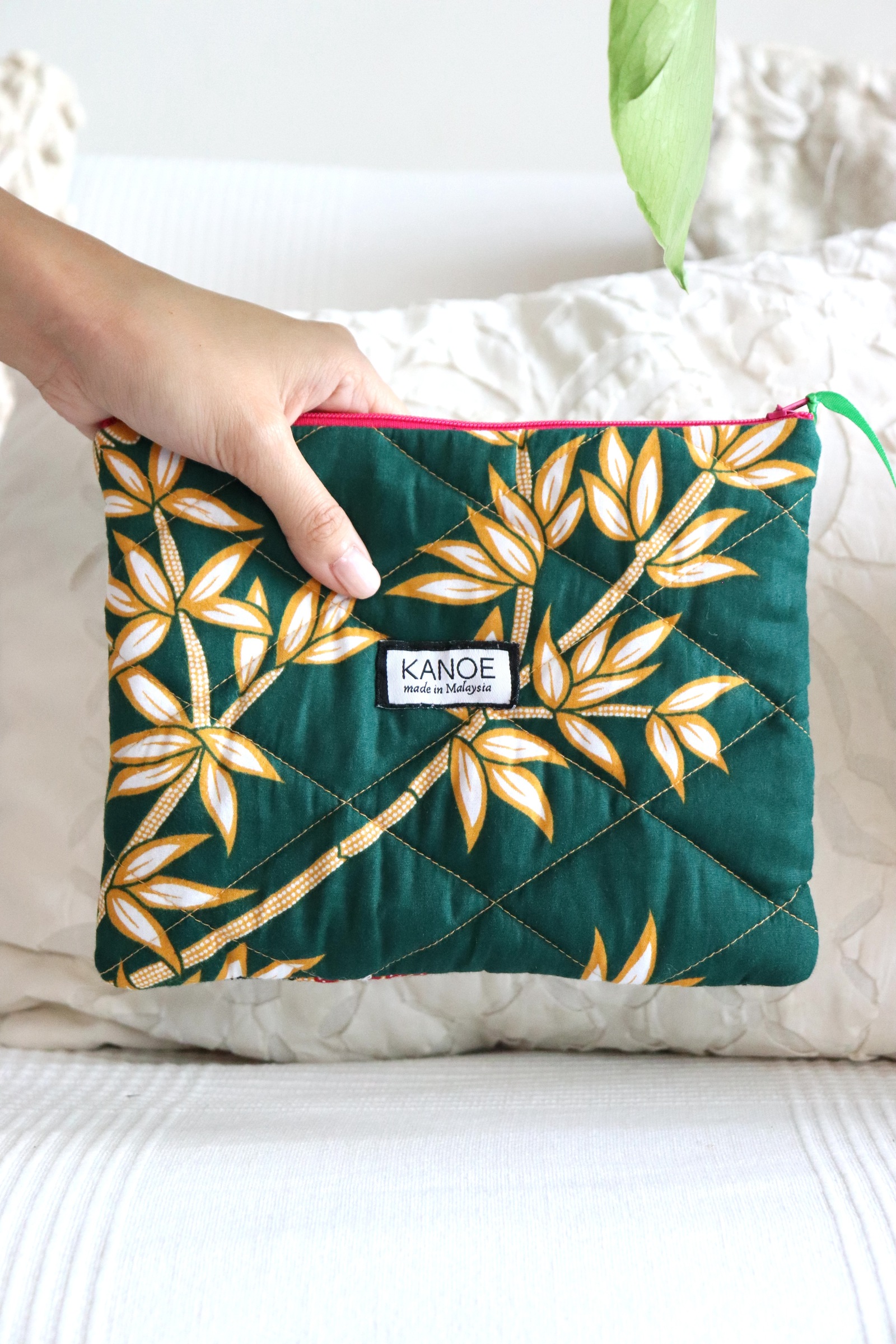 Quilted Batik Pouch - Lila