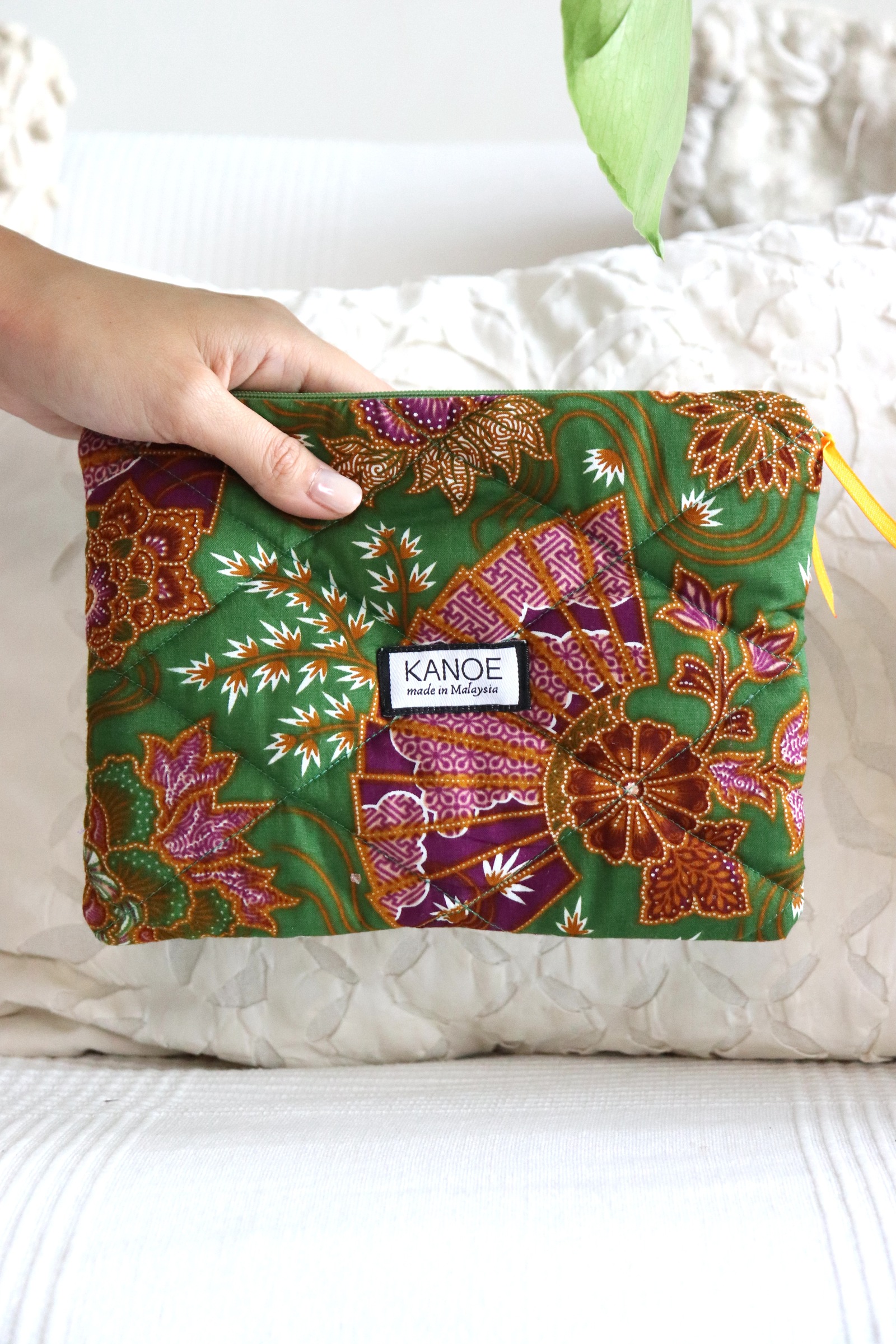 Quilted Batik Pouch - Hazel