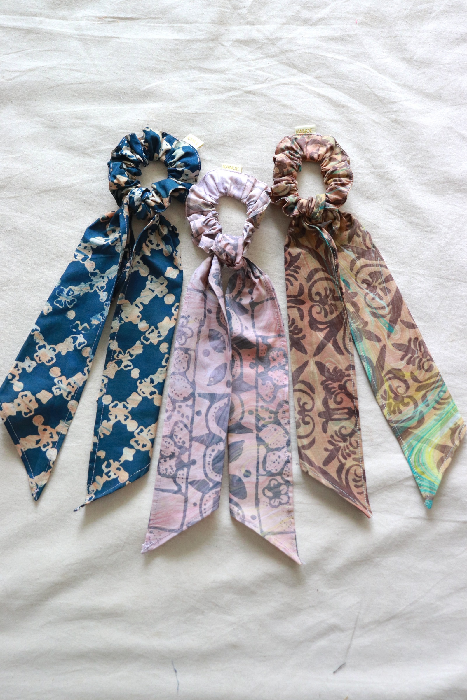 Batik Scrunchie w/ Ribbon [Set of 3] - Siren's Call [ Handmade ]