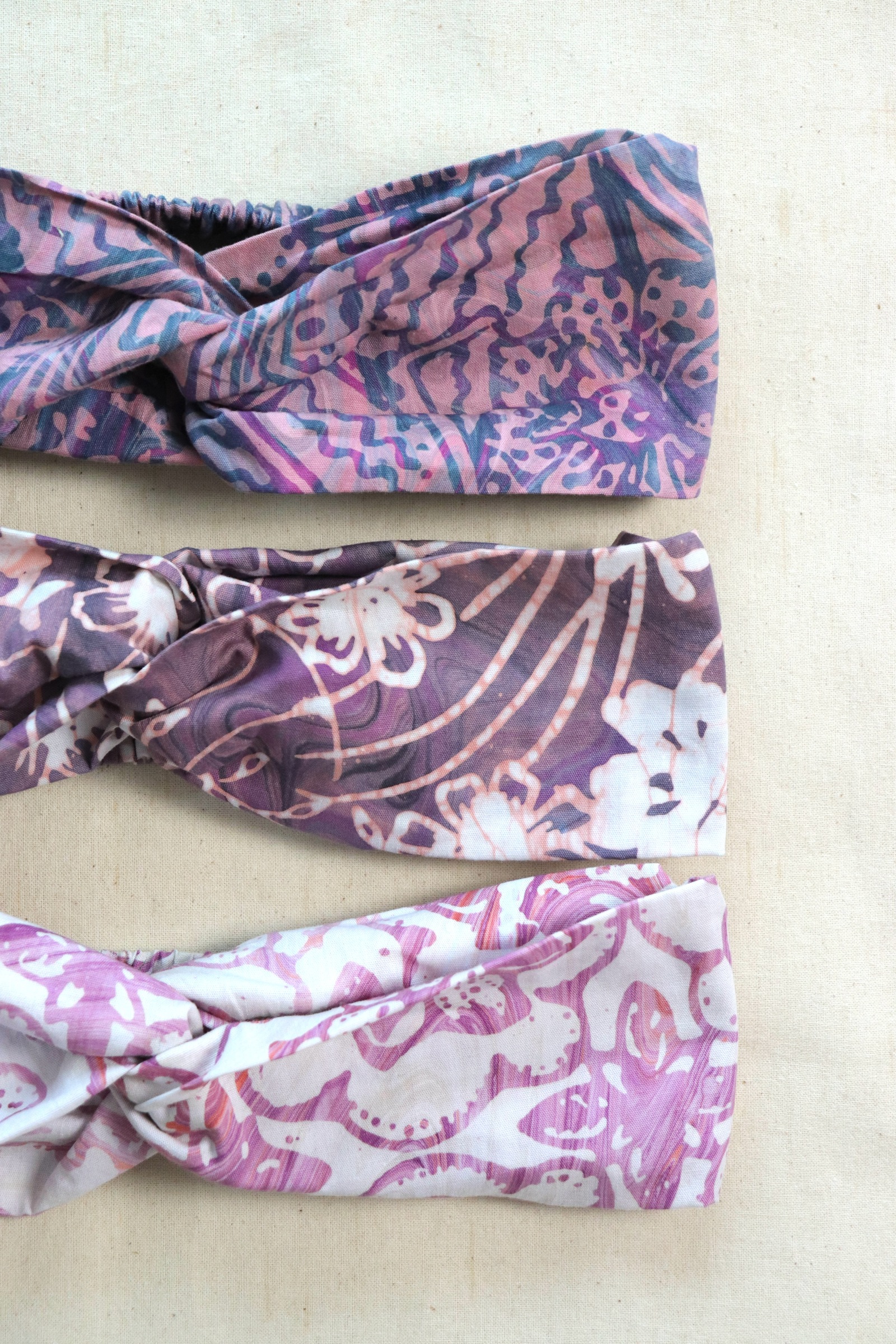 Handmade Crossover Batik Headbands [Set of 3] - Amara