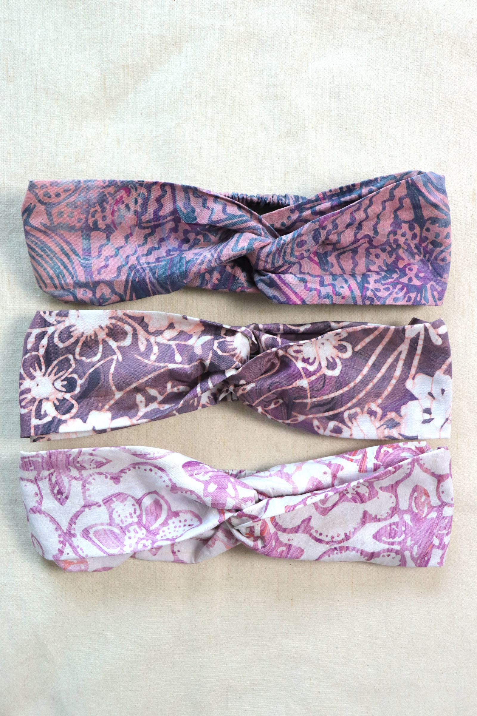 Handmade Crossover Batik Headbands [Set of 3] - Amara