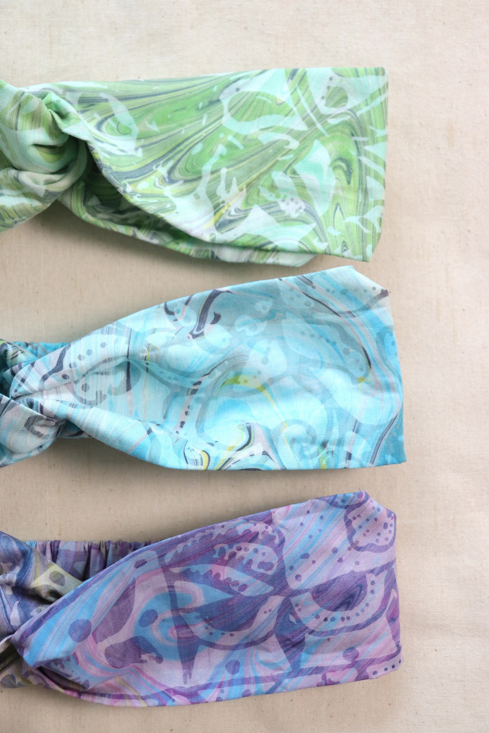 Handmade Crossover Batik Headbands [Set of 3] - Lila