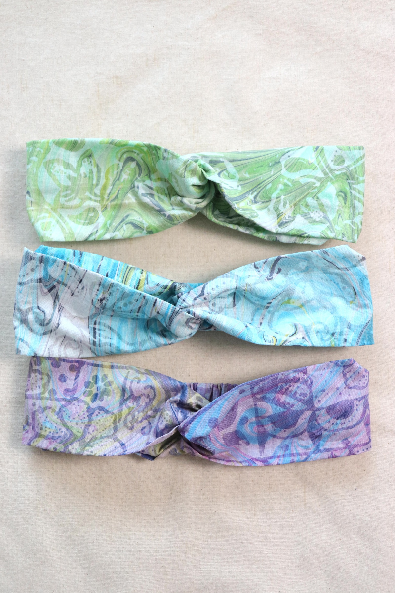 Handmade Crossover Batik Headbands [Set of 3] - Lila
