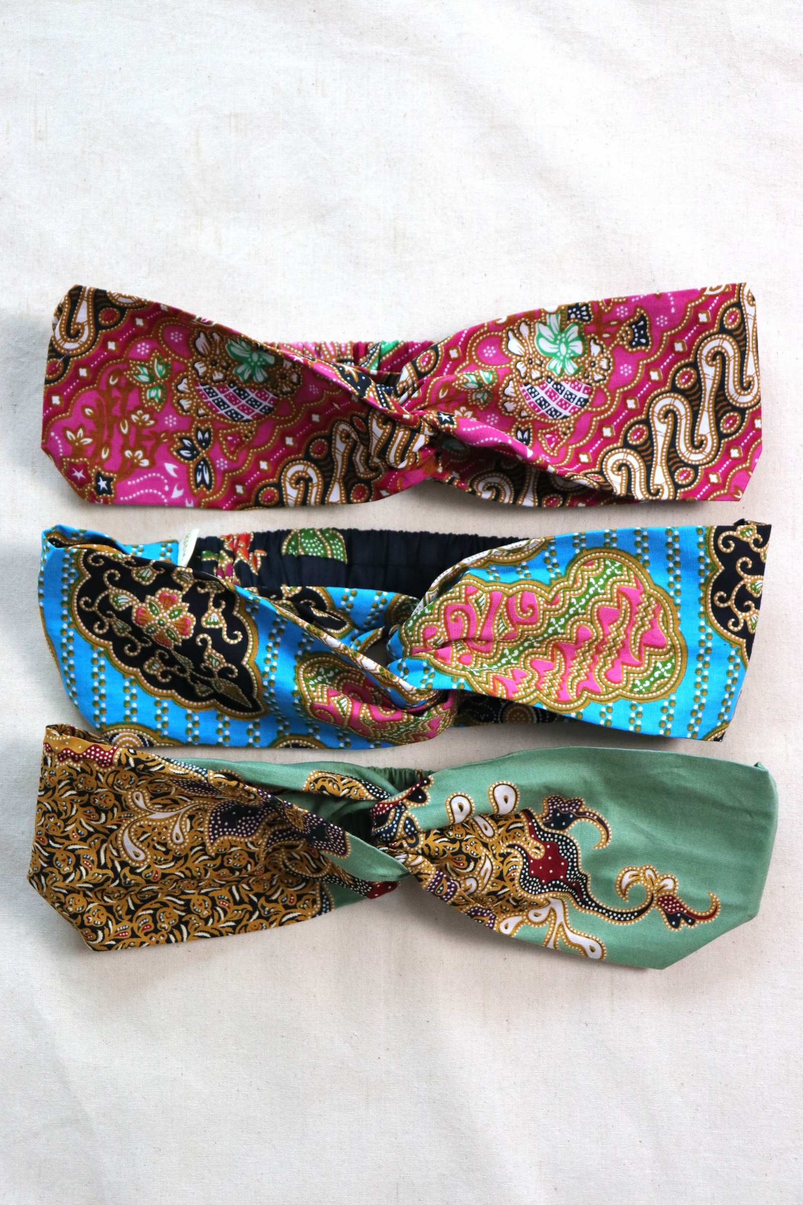 Crossover Batik Headbands [Set of 3] - Rosaline