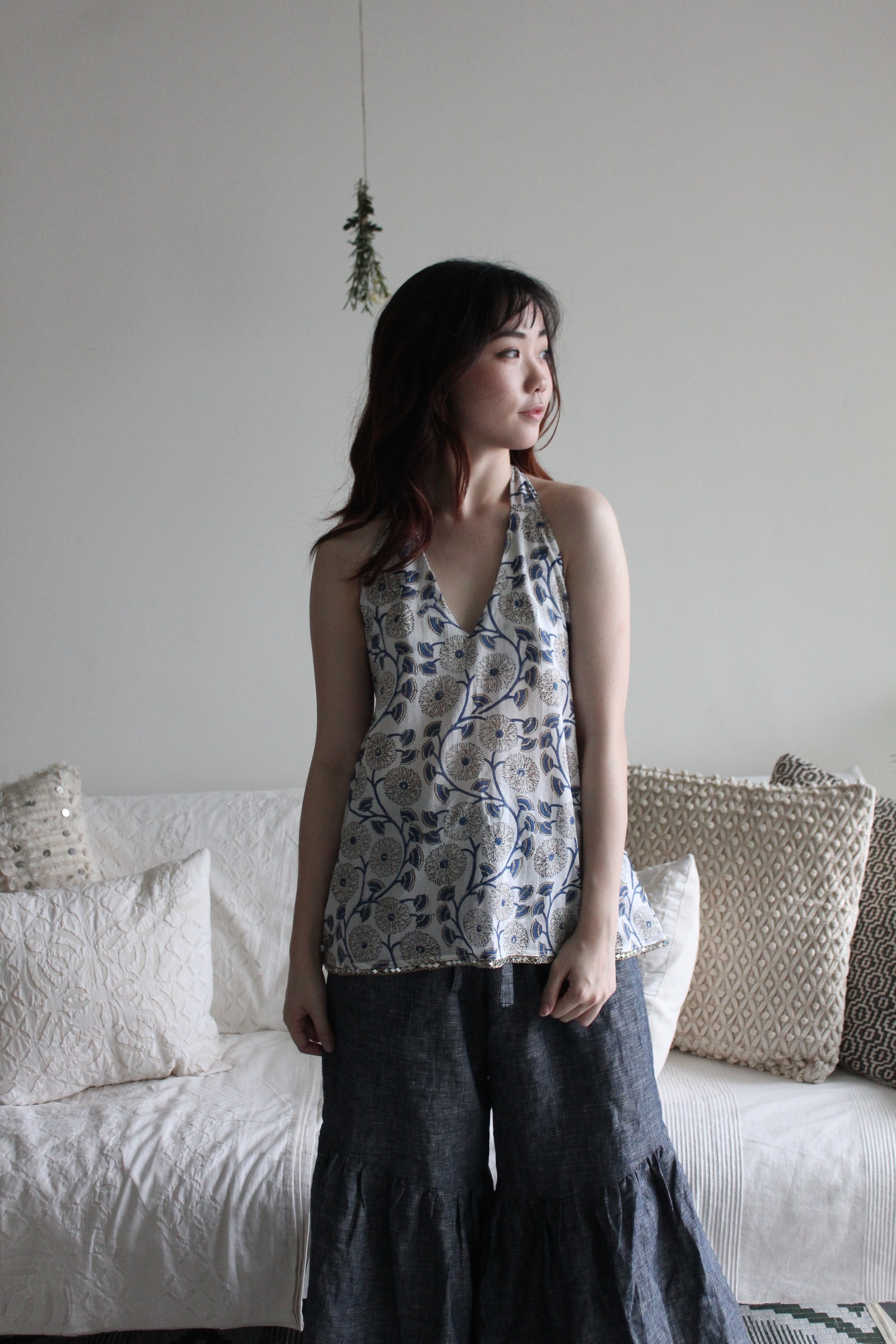 Fiore Halter V-neck bareback - Navy