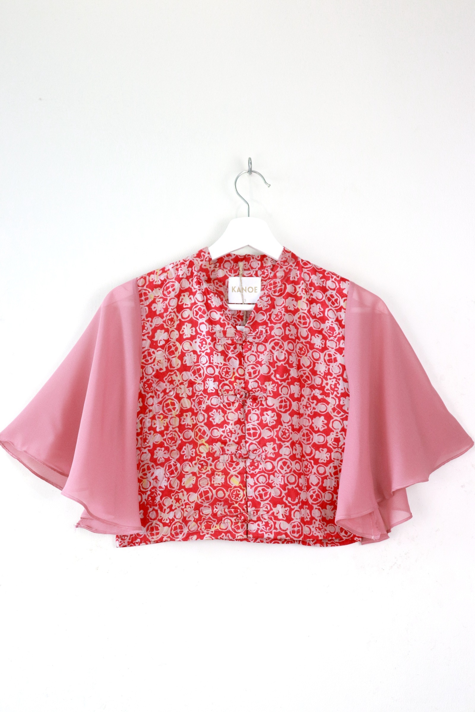 Sheer Sleeve Batik Top - Jing Hui  [ Handmade ] [ S ]