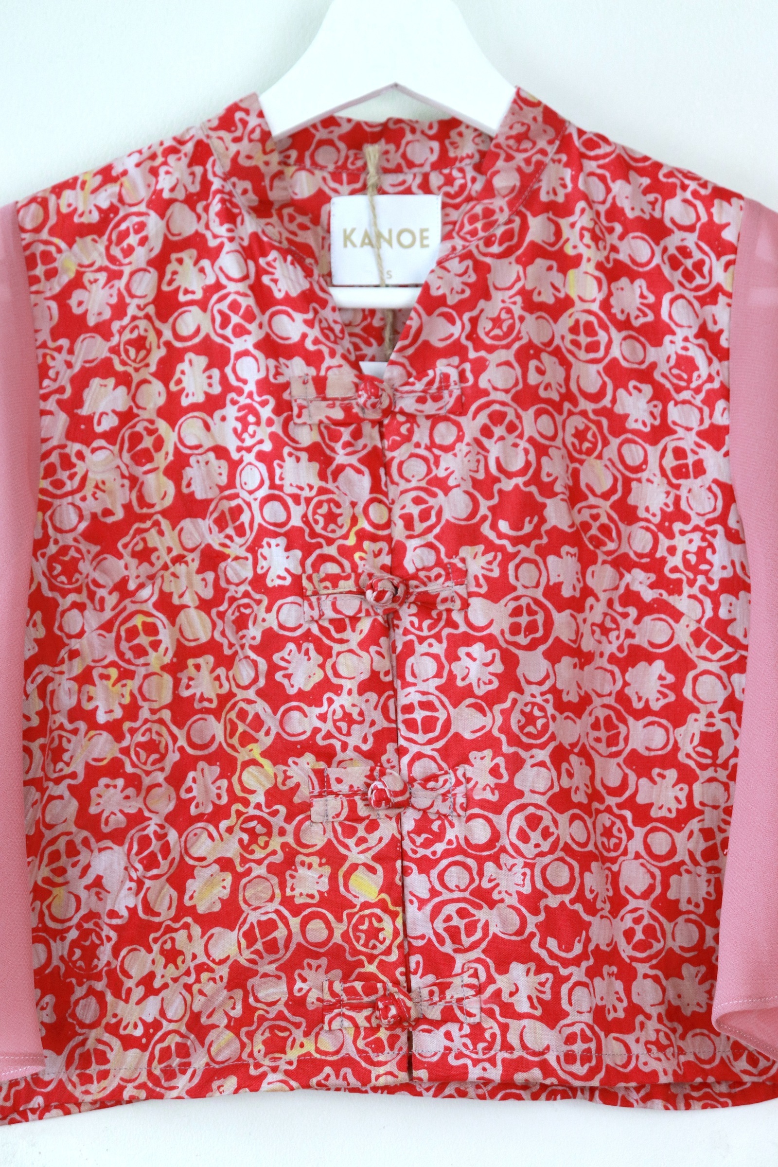 Sheer Sleeve Batik Top - Jing Hui  [ Handmade ] [ S ]
