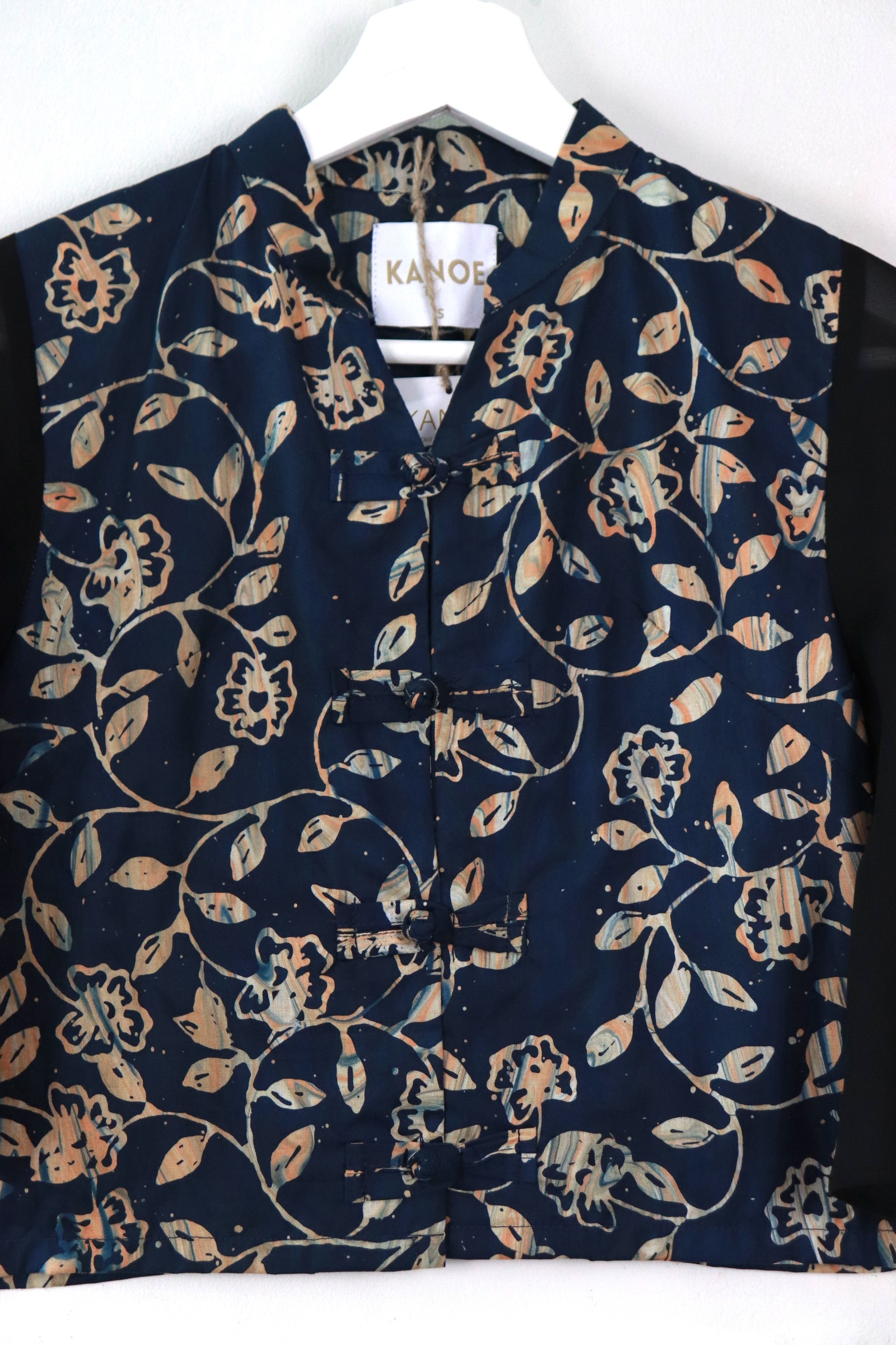 Sheer Sleeve Batik Top - Navy Neverland [ Handmade ] [ S ]