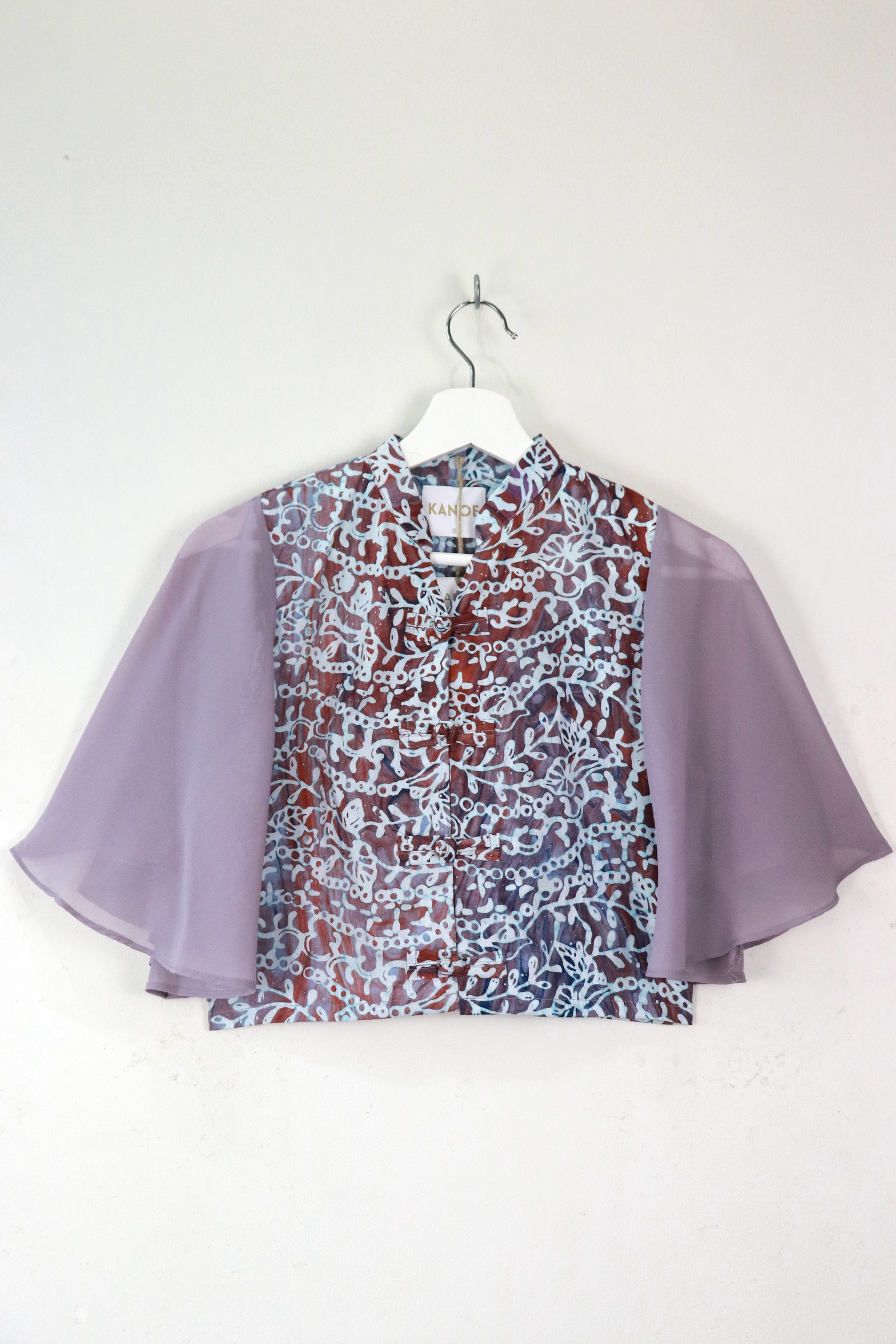 Sheer Sleeve Batik Top - Yu Meng [ Handmade ] [ S ]