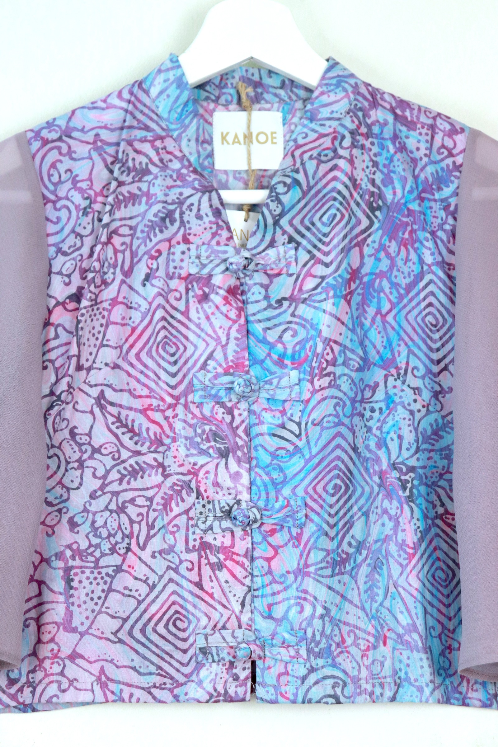 Sheer Sleeve Batik Top - Mei Yi [ Handmade ] [ S ]