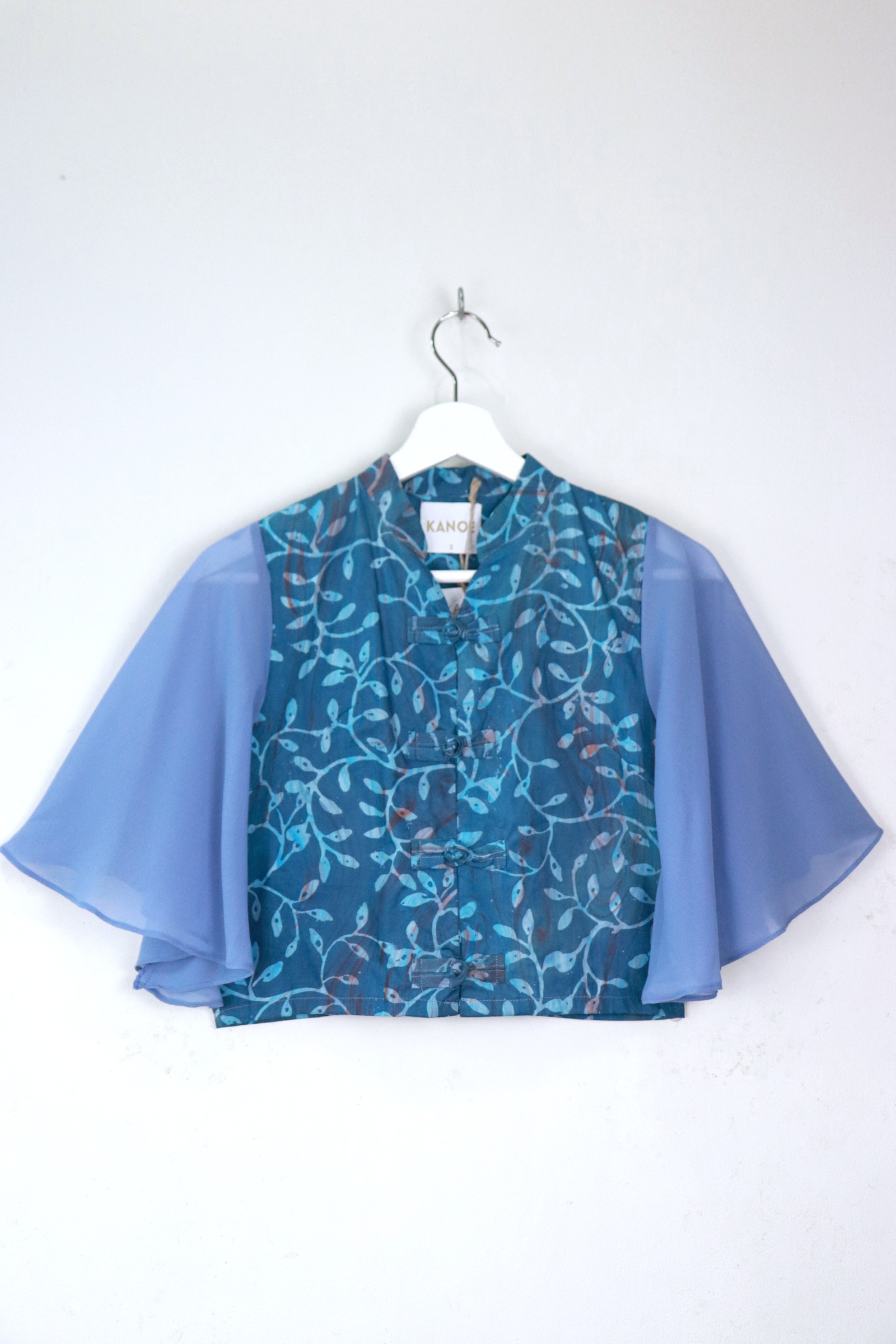Sheer Sleeve Batik Top - Qing Yu [ Handmade ] [ S ]