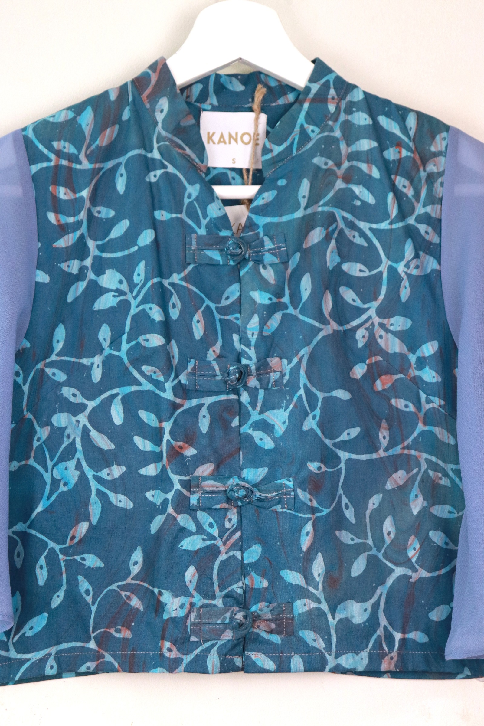 Sheer Sleeve Batik Top - Qing Yu [ Handmade ] [ S ]