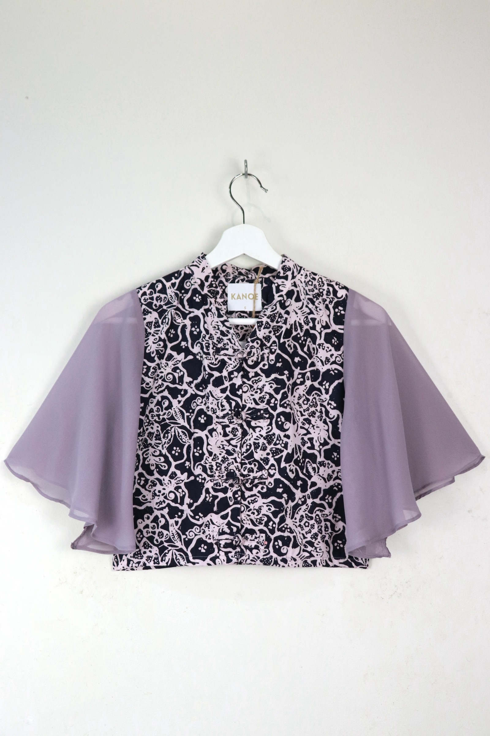 Sheer Sleeve Batik Top - Shen Ye [ Handmade ] [ S ]