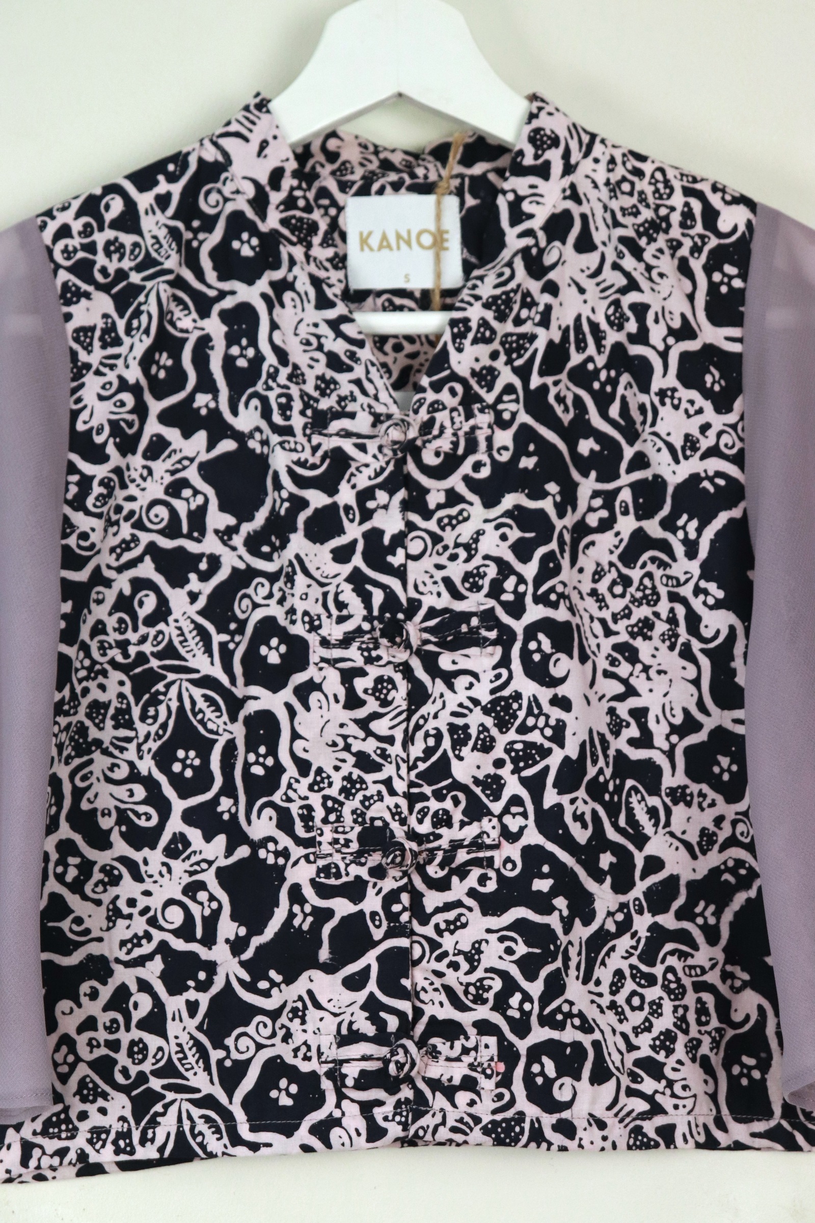 Sheer Sleeve Batik Top - Shen Ye [ Handmade ] [ S ]