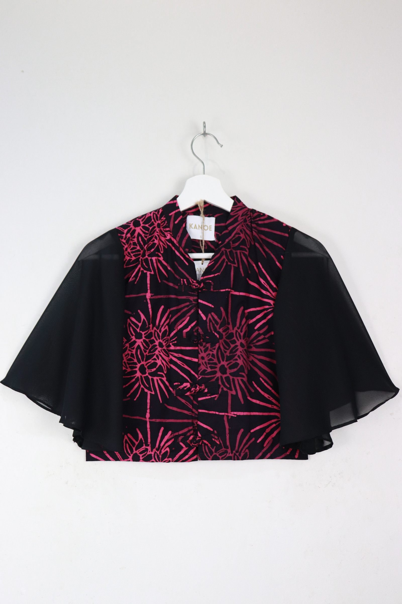 Sheer Sleeve Batik Top - Pink Venom [ Handmade ] [ S ]