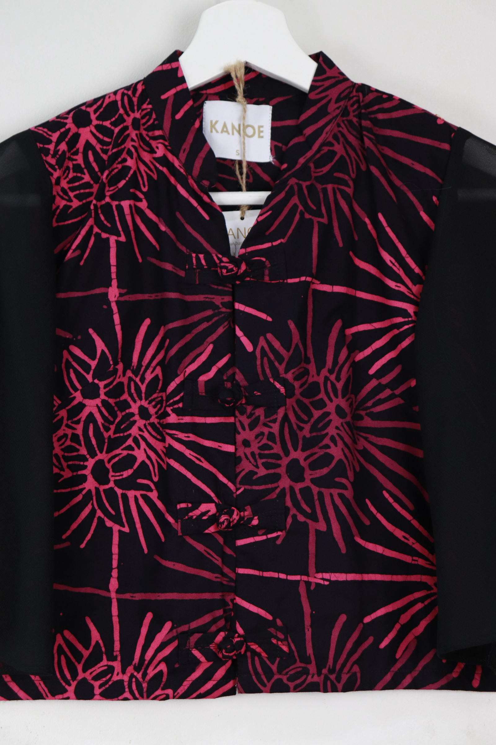 Sheer Sleeve Batik Top - Pink Venom [ Handmade ] [ S ]
