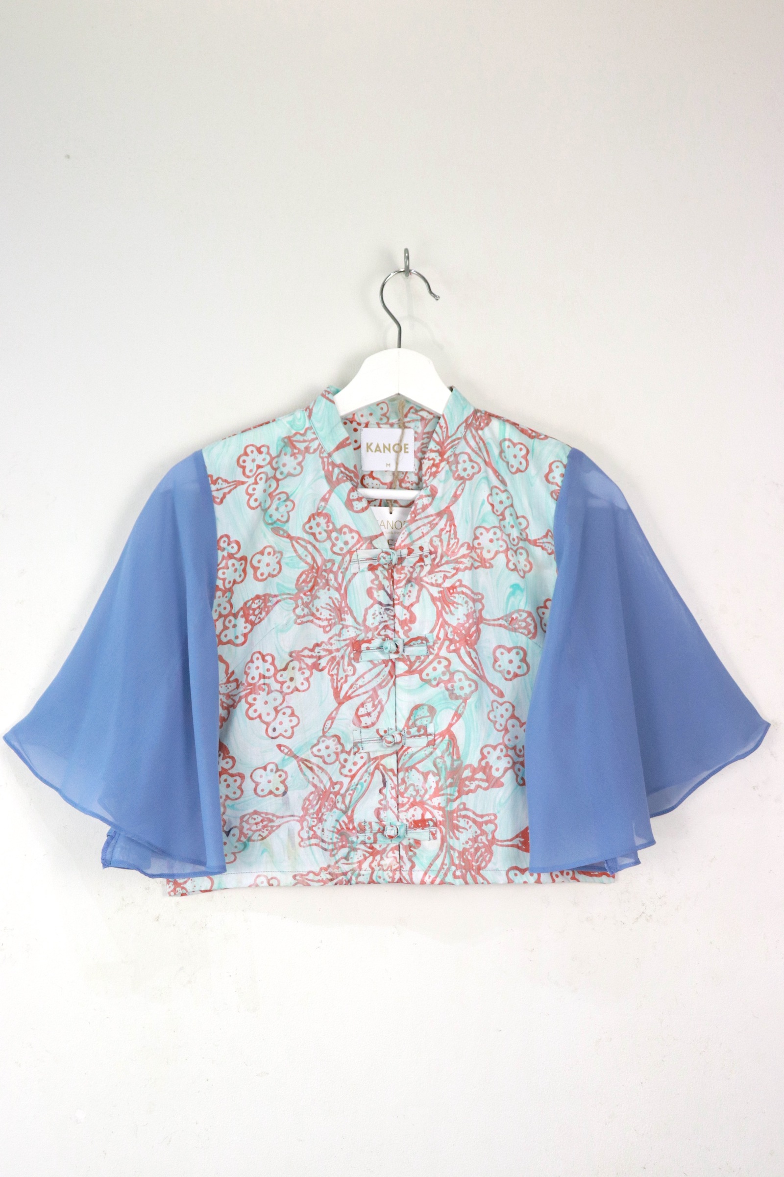 Sheer Sleeve Batik Top - Bing Yi  [ Handmade ] [ M ]