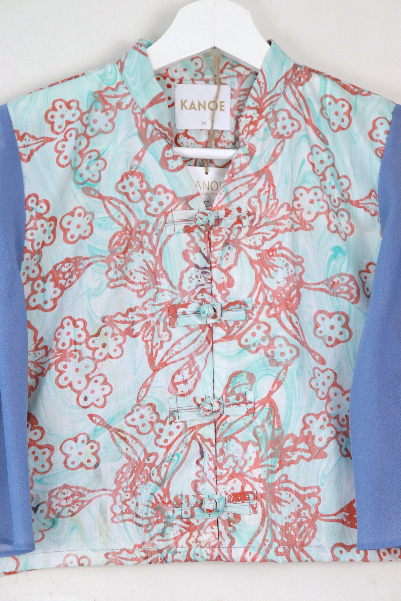 Sheer Sleeve Batik Top - Bing Yi  [ Handmade ] [ M ]