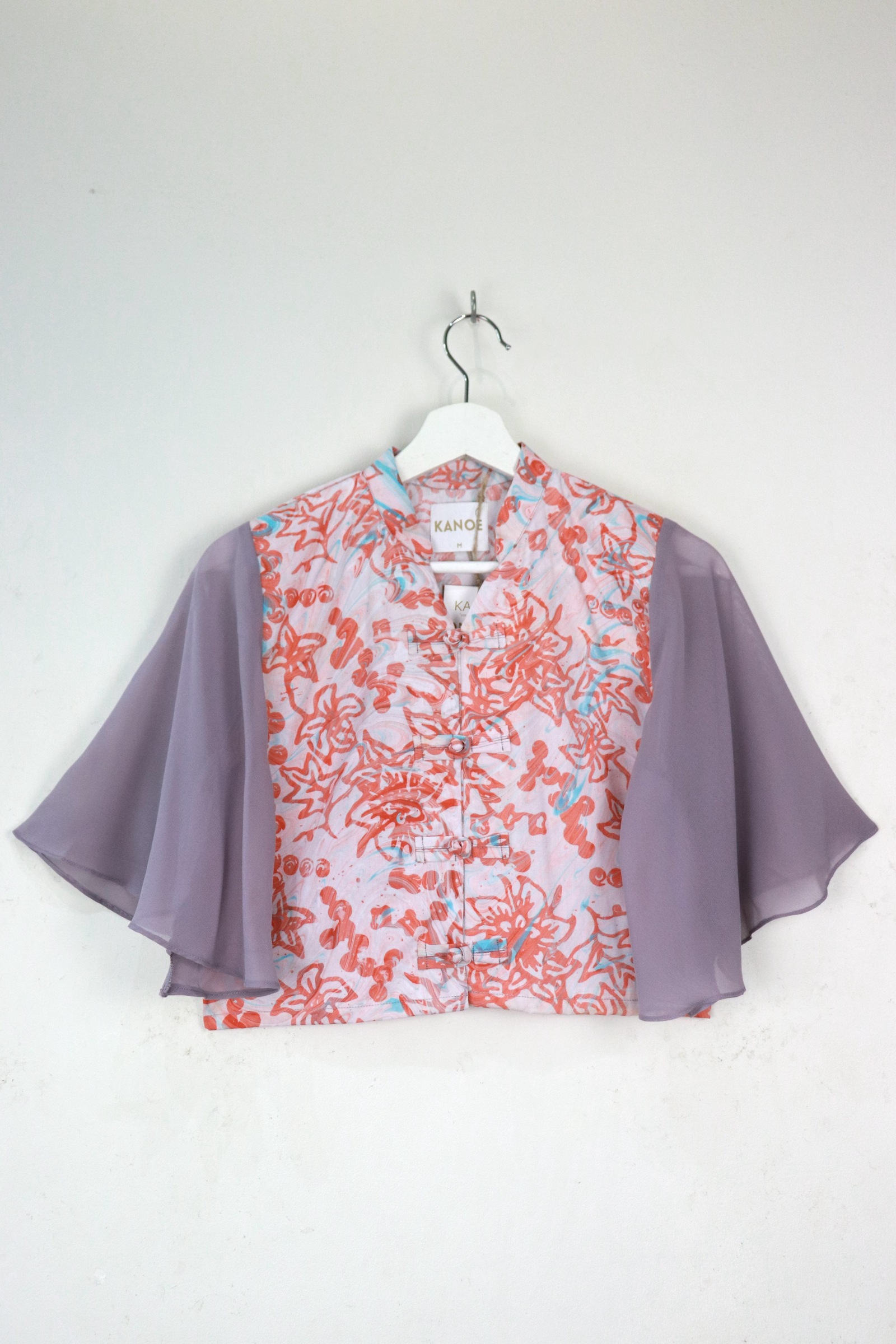 Sheer Sleeve Batik Top - Hui Ying  [ Handmade ] [ M ]