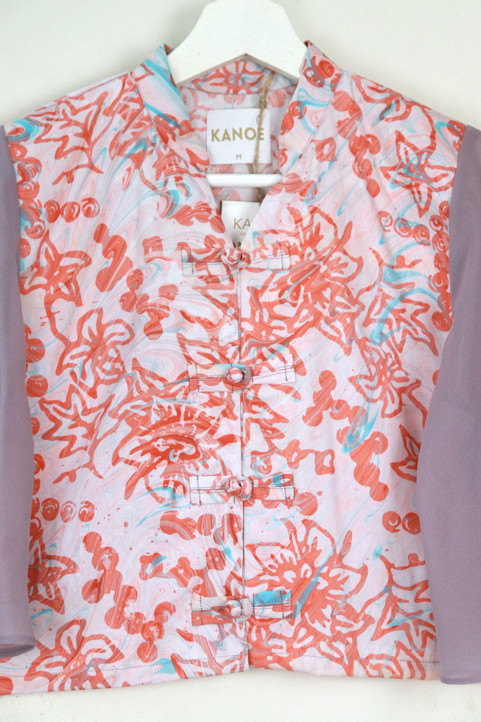 Sheer Sleeve Batik Top - Hui Ying  [ Handmade ] [ M ]