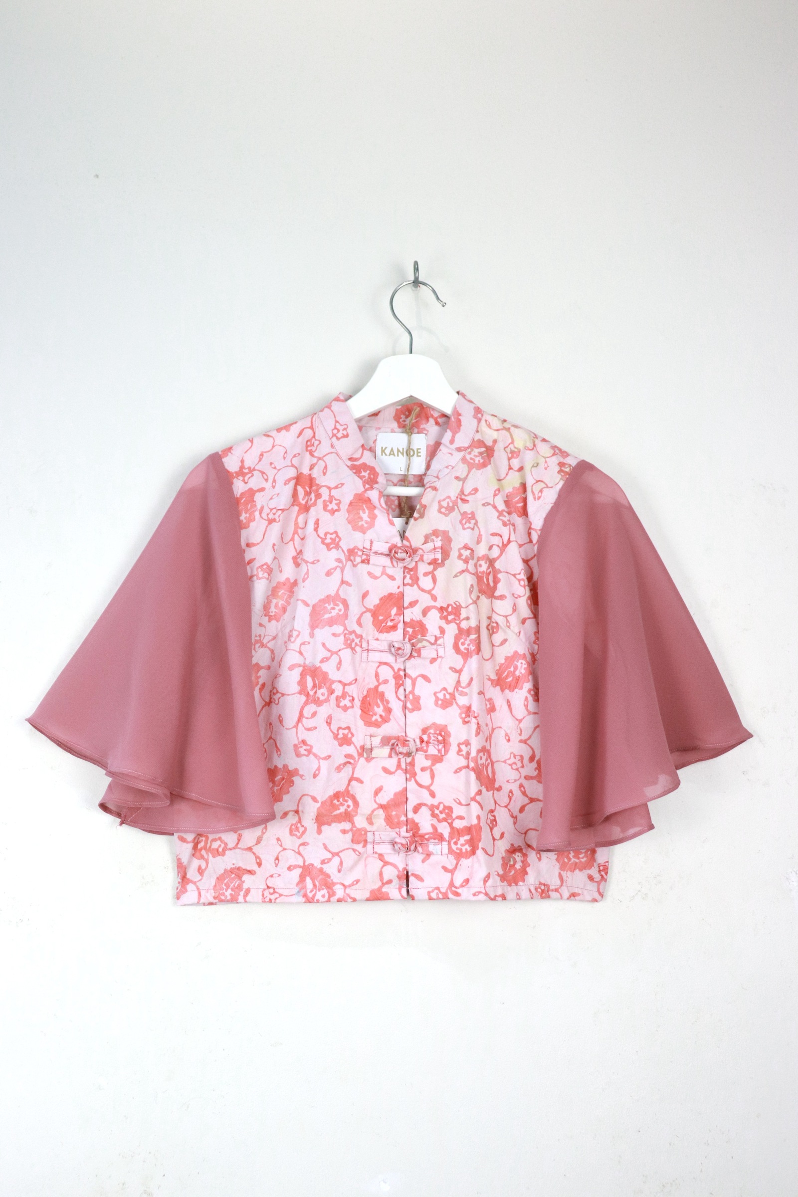 Sheer Sleeve Batik Top -  Mei Li [ Handmade ] [ L ]