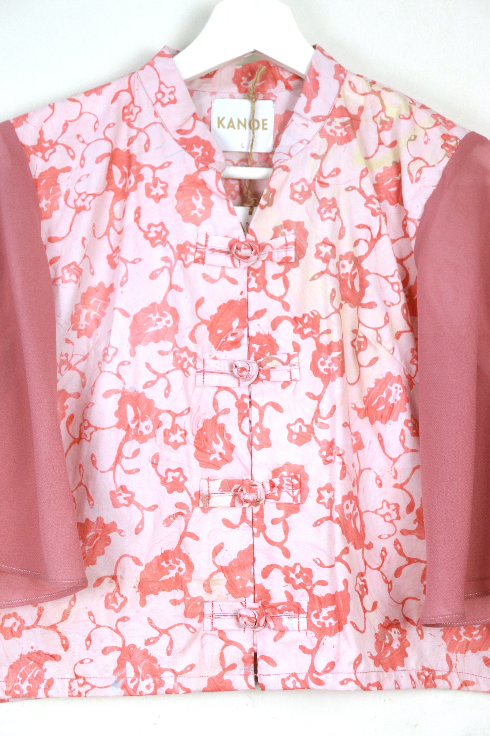 Sheer Sleeve Batik Top -  Mei Li [ Handmade ] [ L ]