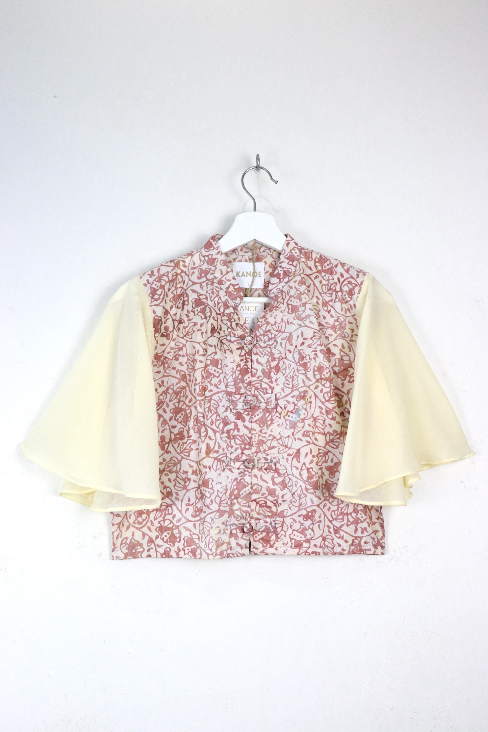 Sheer Sleeve Batik Top - Feng Li [ Handmade ] [ L ]