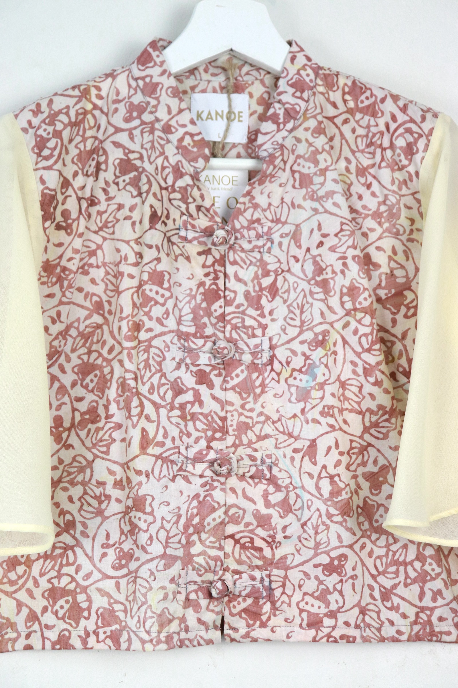 Sheer Sleeve Batik Top - Feng Li [ Handmade ] [ L ]