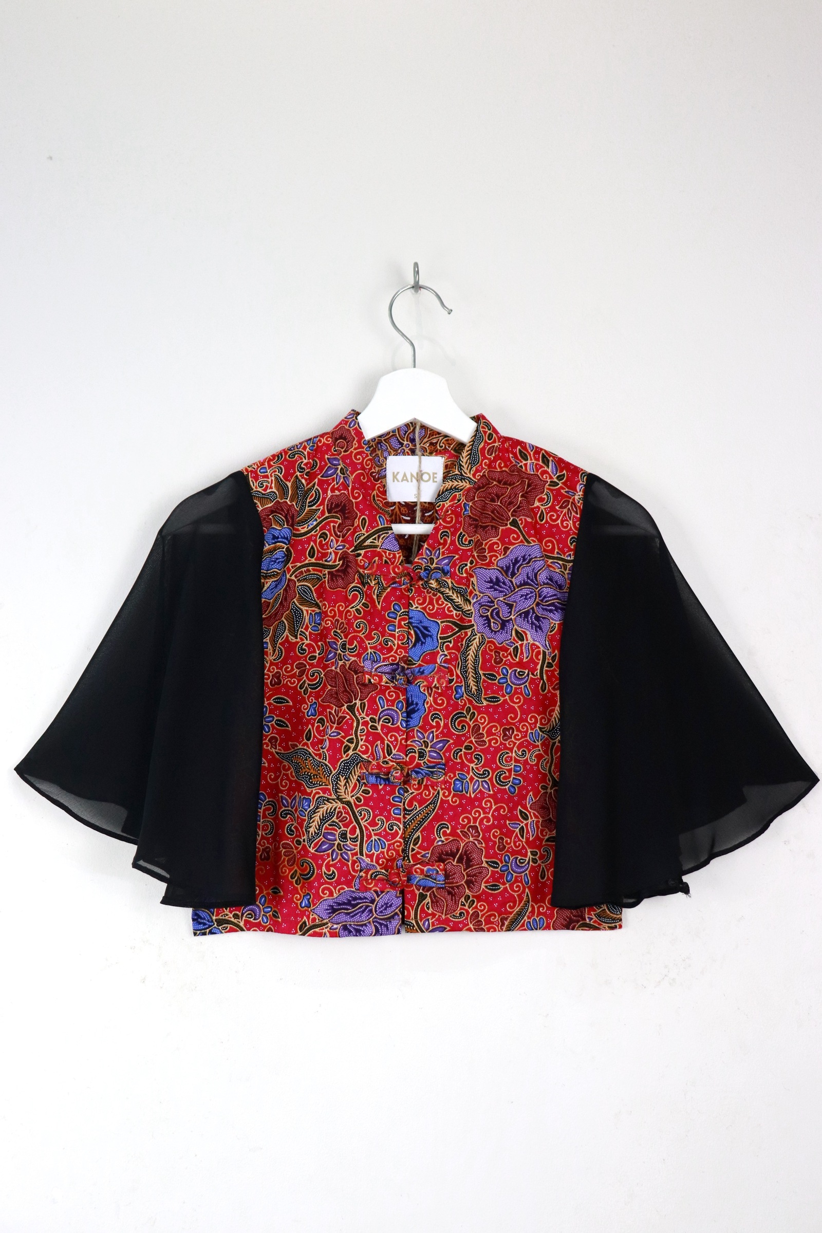 Sheer Sleeve Batik Top - Garnet Glow