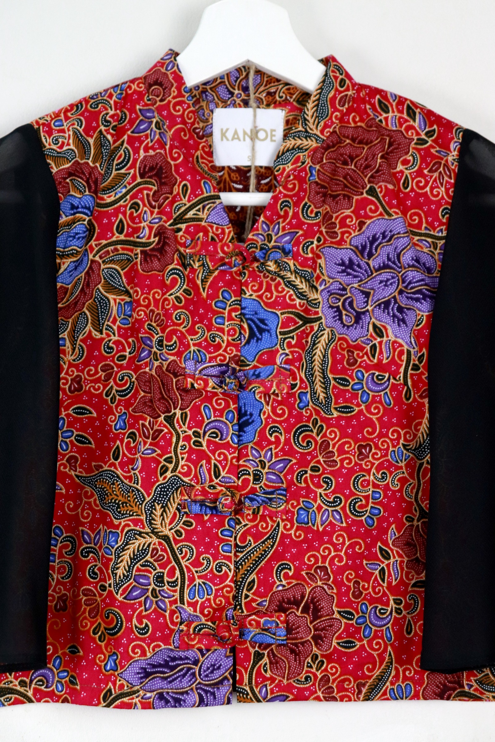Sheer Sleeve Batik Top - Garnet Glow