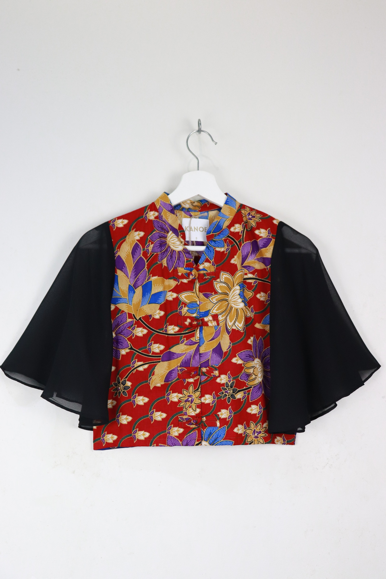 Sheer Sleeve Batik Top - Regal Ruby