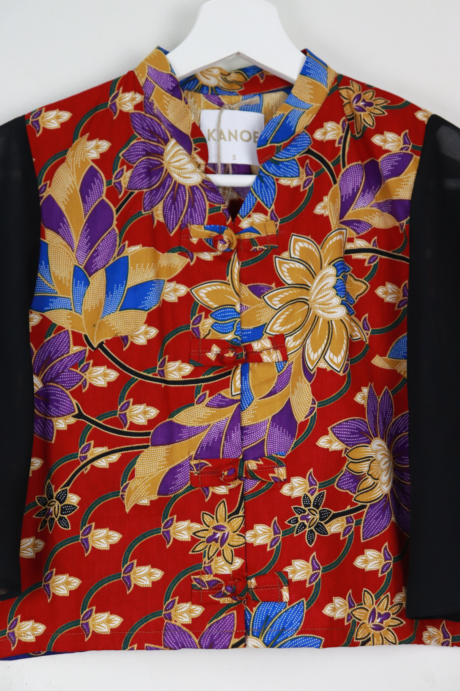 Sheer Sleeve Batik Top - Regal Ruby