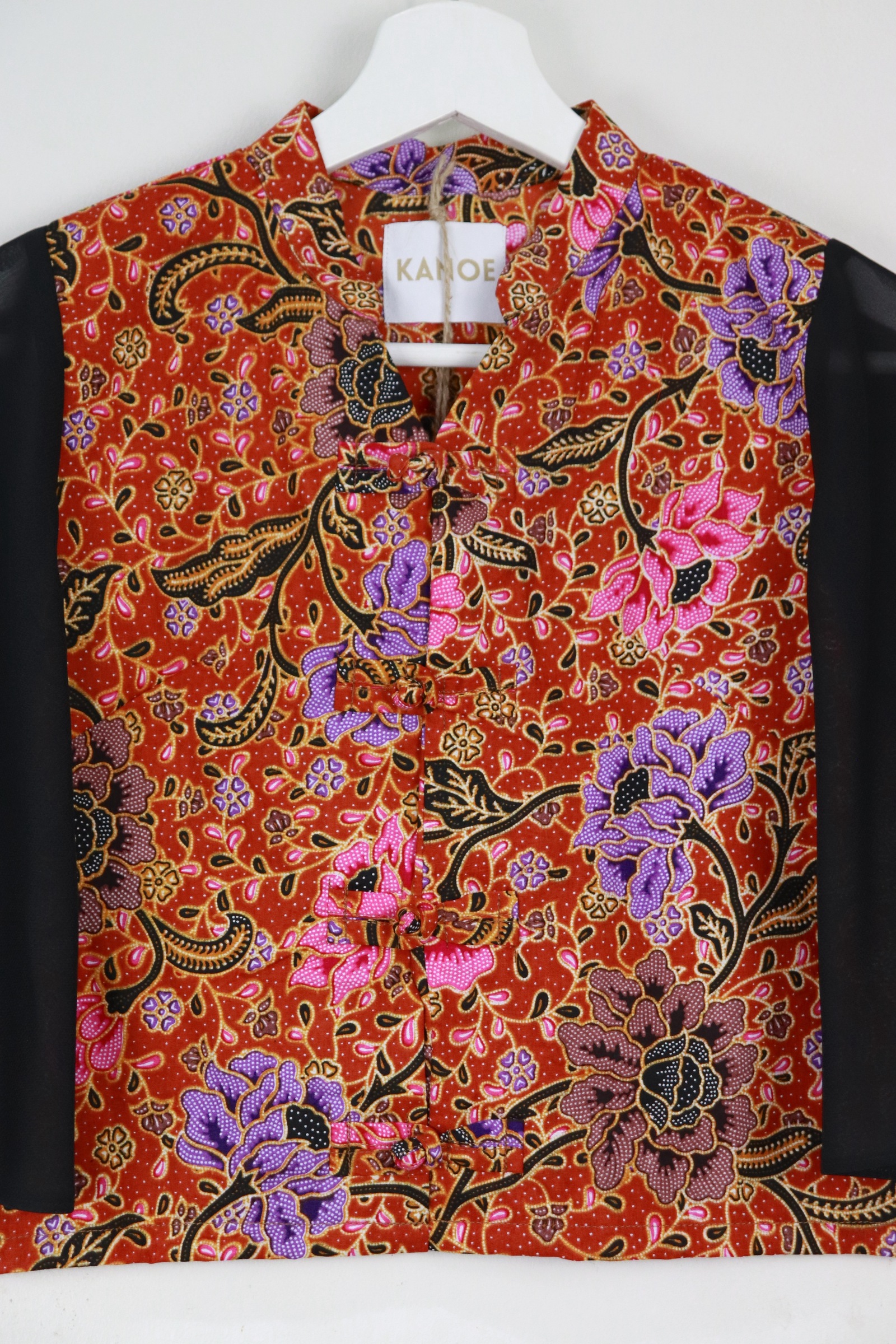 Sheer Sleeve Batik Top - Scarlet Sanctuary