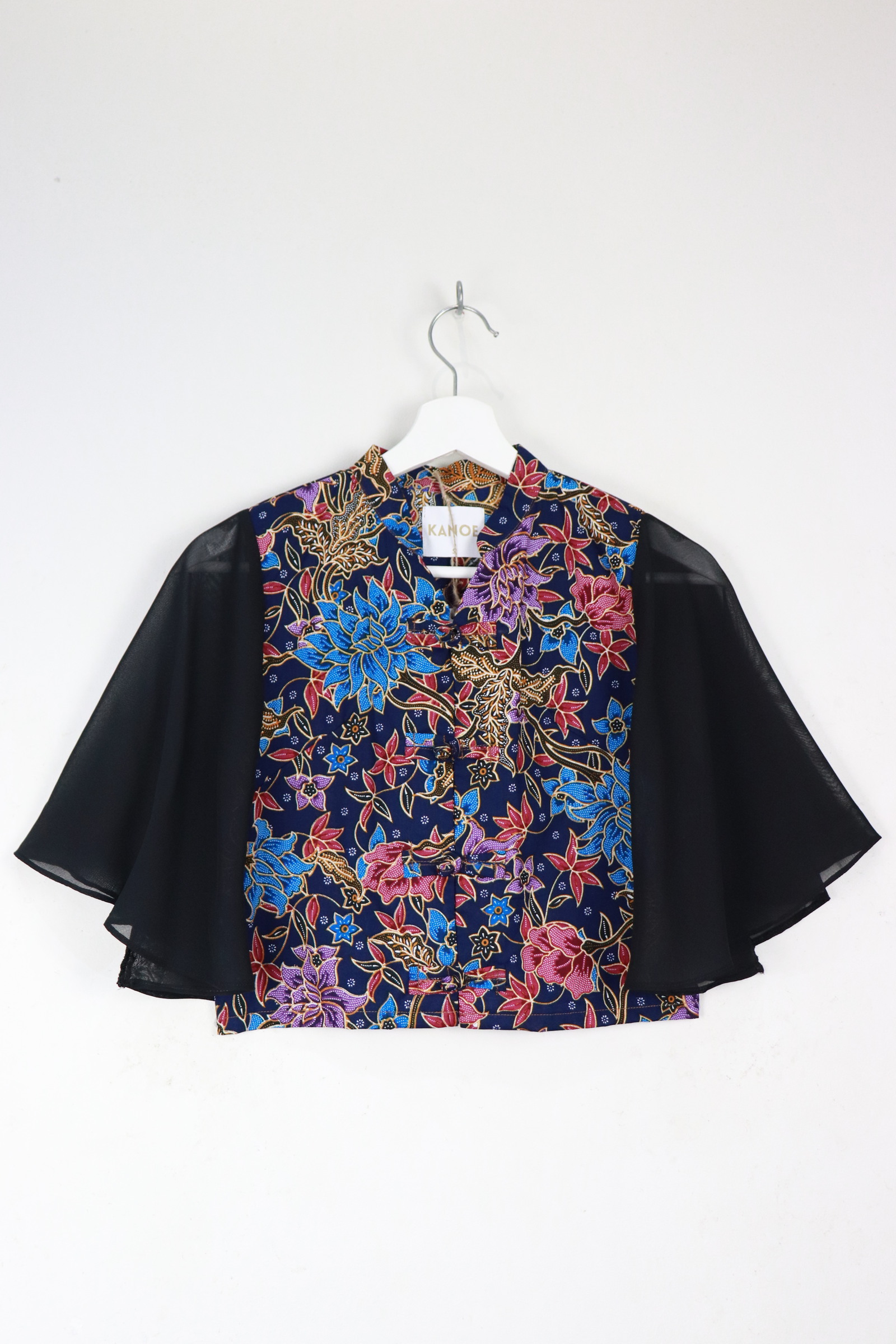 Sheer Sleeve Batik Top - Midnight Stroll