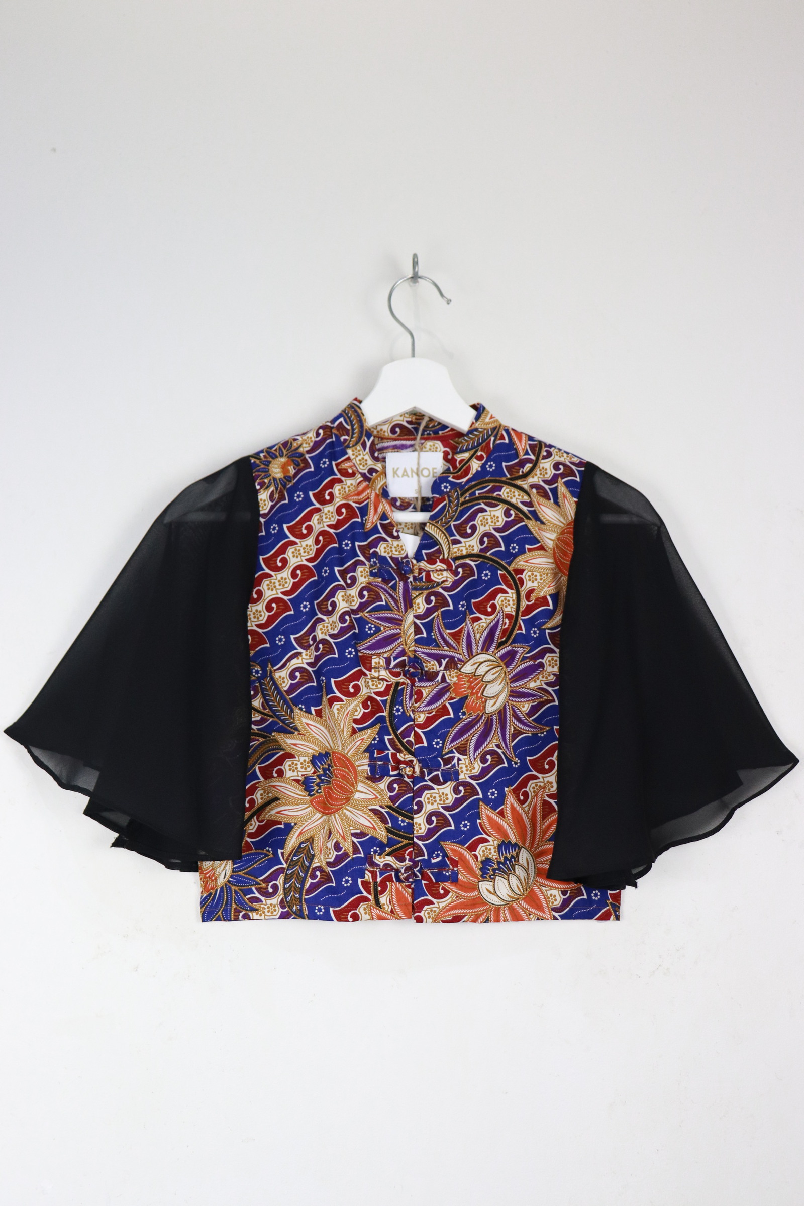 Sheer Sleeve Batik Top - Lan Xi