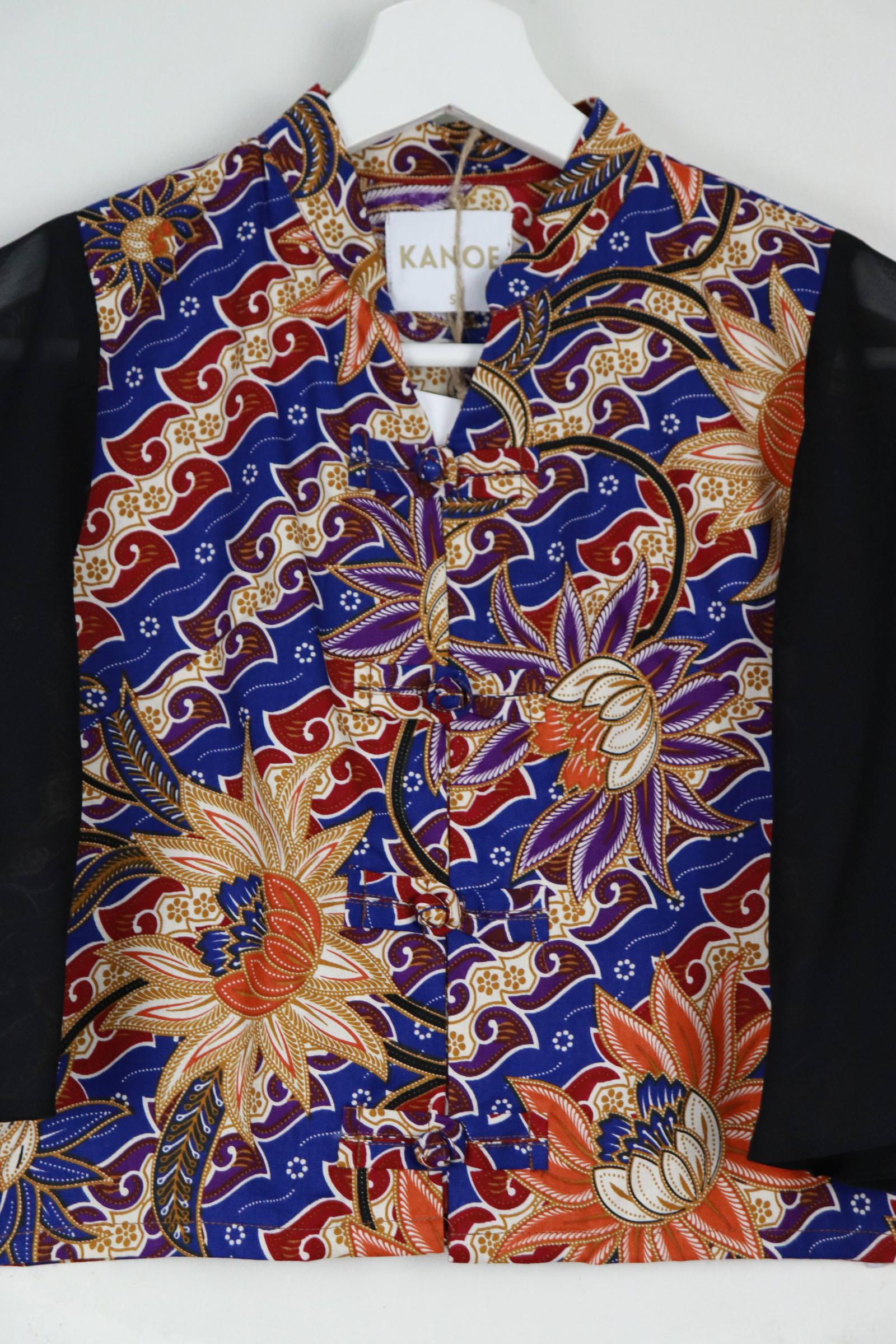 Sheer Sleeve Batik Top - Lan Xi
