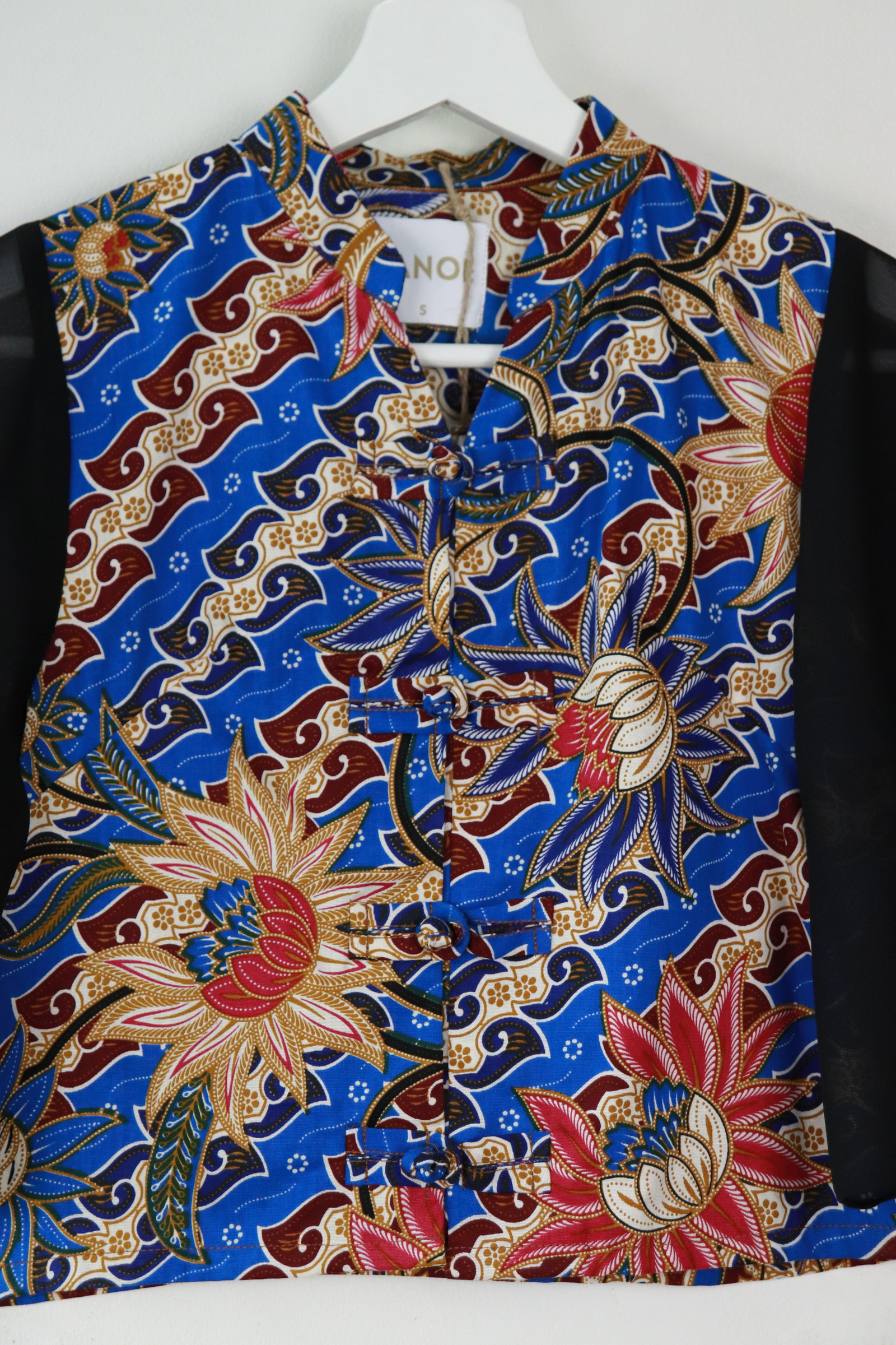 Sheer Sleeve Batik Top - Qing Lan